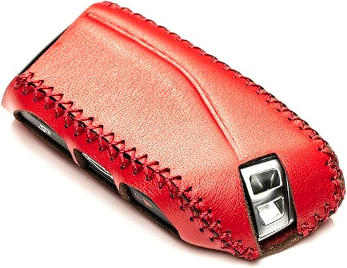 Miniatura 5 de Vitodeco Funda protectora de cuero genuino para llavero compatible con BMW  modelos 2023-2026  4 botones  Rojo