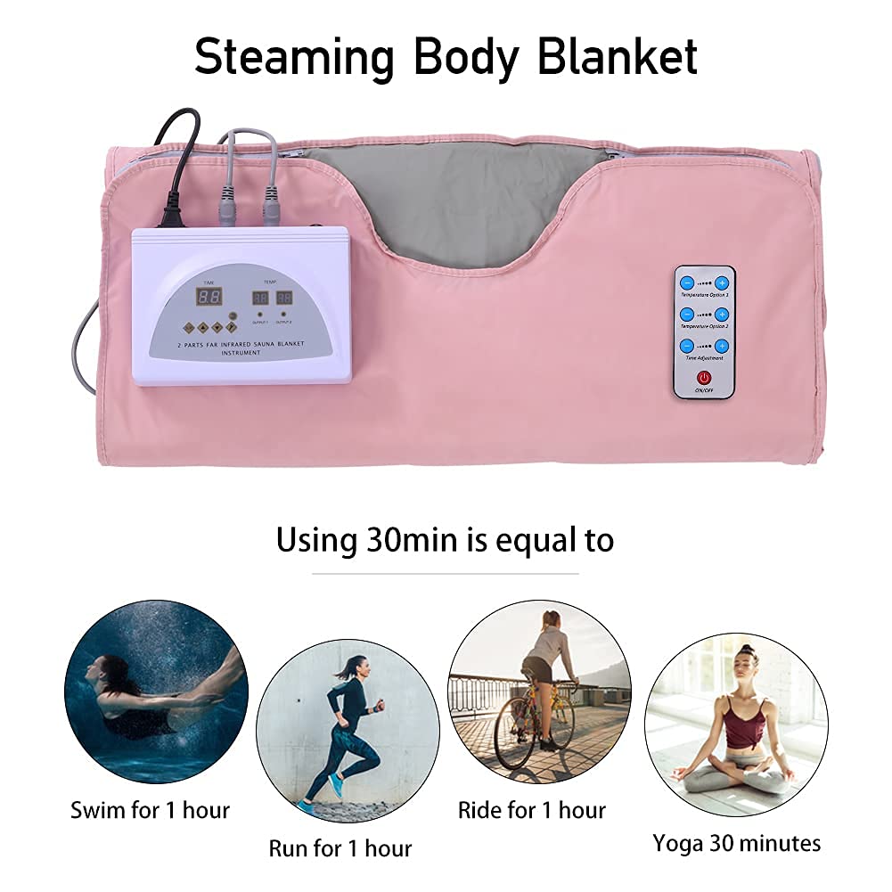Manta digital de sauna de infrarrojos lejanos, calefacción de 2 zonas para terapia de desintoxicación, dispositivo de belleza para spa en casa, hecha de material Oxford