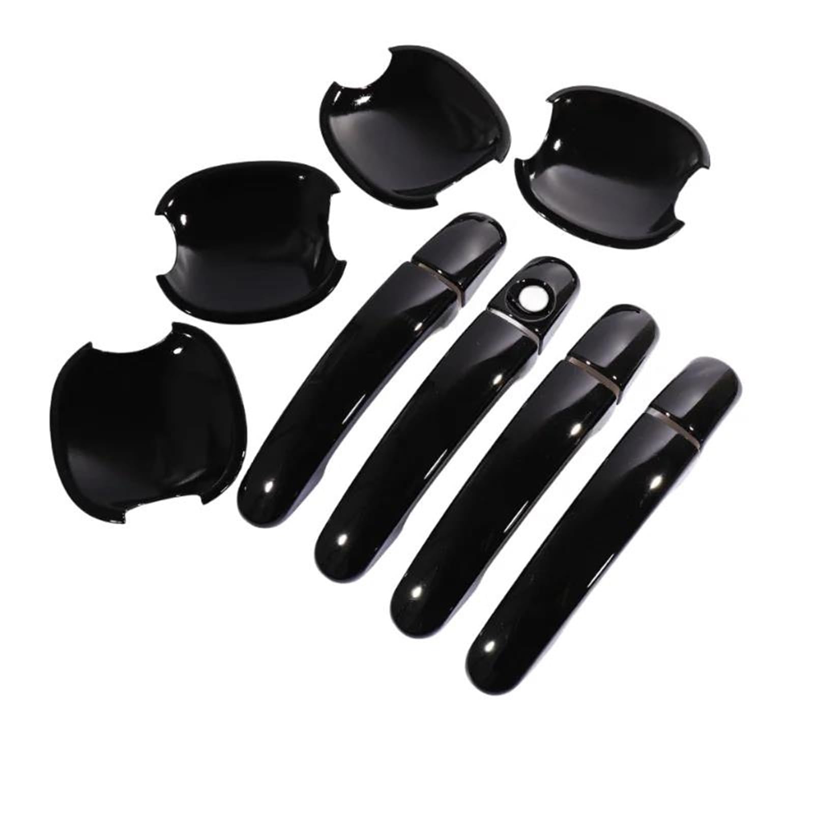 PIWINE Handle Sticker Glossy Black Chrome Car Door Handle Cover Bowl Trim Overlays Styling Accessories for Ford for Focus 2012 2013 2014 2015(B-hb-0 Button)