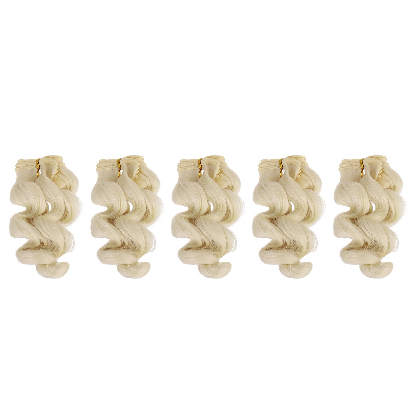 PATIKIL 15CM Parrucche per Bambole, 5pz Capelli Parrucca Riccio in Seta ad Alta Temperatura Accessori per Estensione Capelli Realizzazione Parrucche Bambole Fai Da Te, Grigio Latte Chiaro