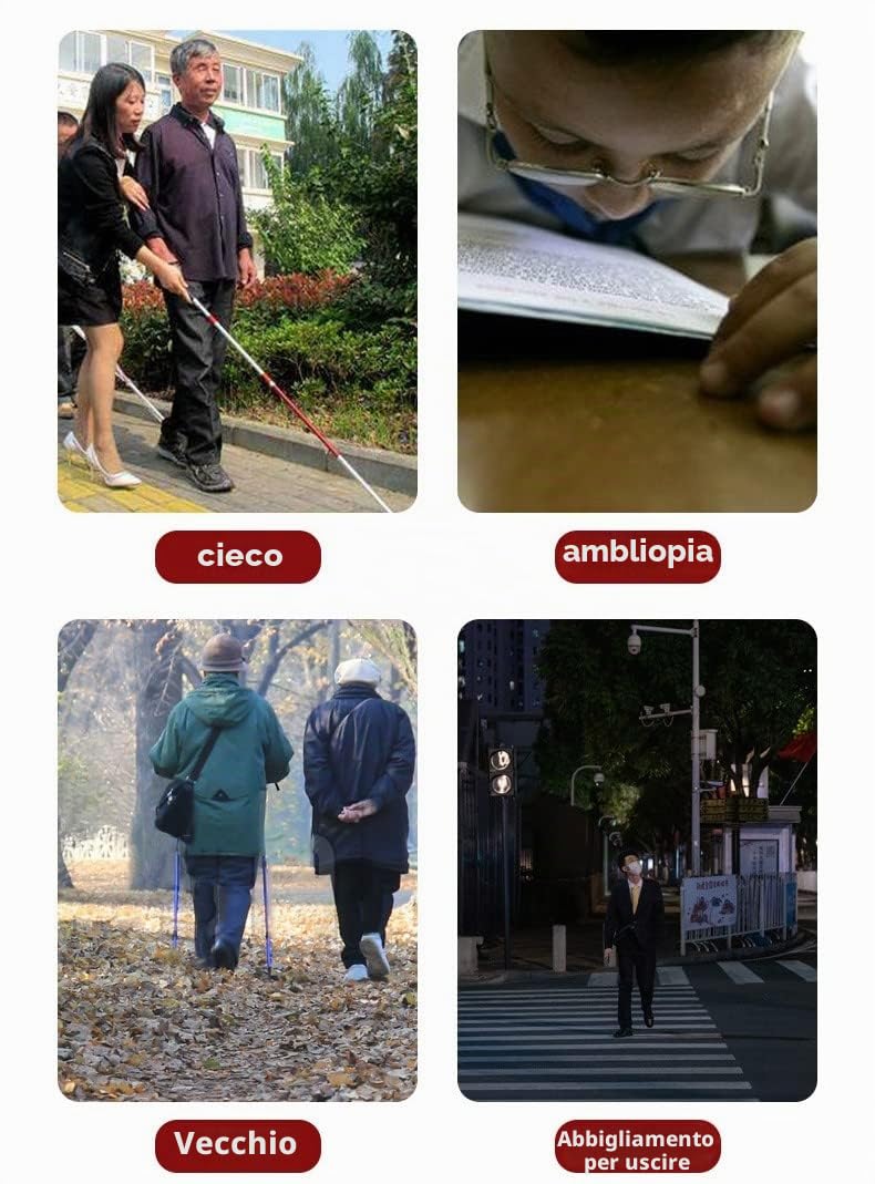 JZJZ Bastone da Passeggio Intelligente Stampella cieca con Allarme vocale sonoro e Luminoso Bastone Pieghevole telescopico Pieghevole Ausili per Non vedenti(Color:A)
