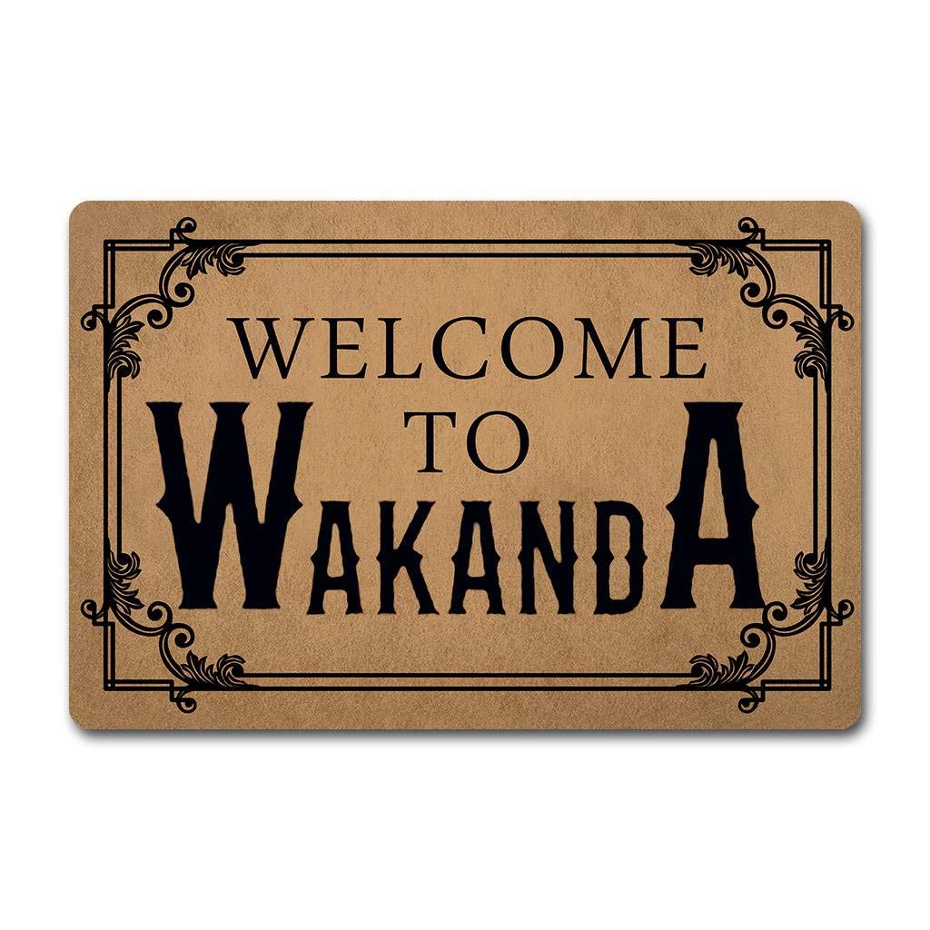 ZQH MatsWakanda Welcome Doormat Black Panther Rug 23.6 X 15.7 in Non-Woven Fabric Top with Anti-Slip Rubber Back Washable Doormat