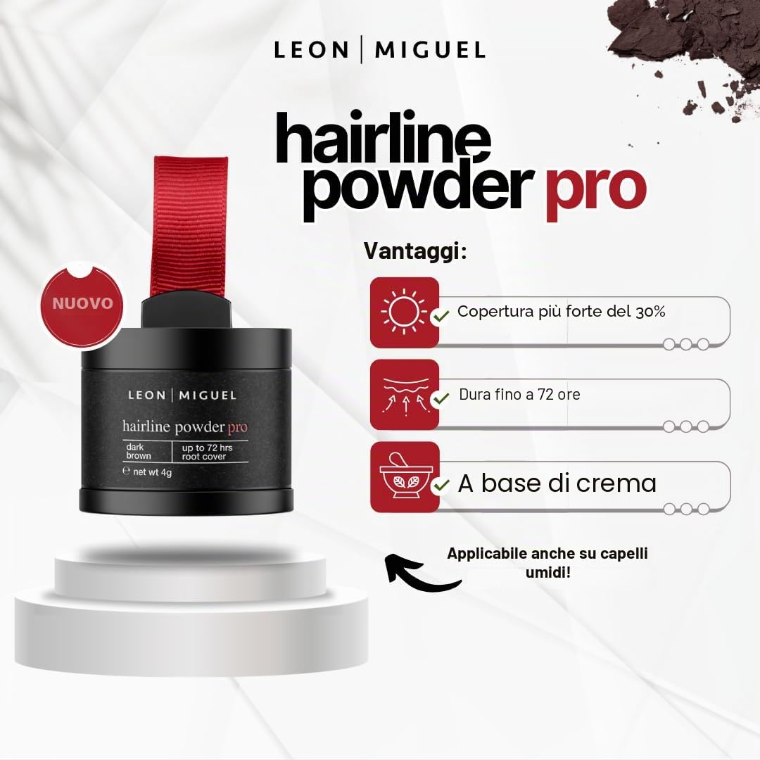 LEON MIGUEL Polvere di radice – Impermeabile Hairline Powder come perfetto correttore per capelli da attaccare, trucco invisibile per infoltire i capelli (biondo chiaro, Hairline Powder Pro)