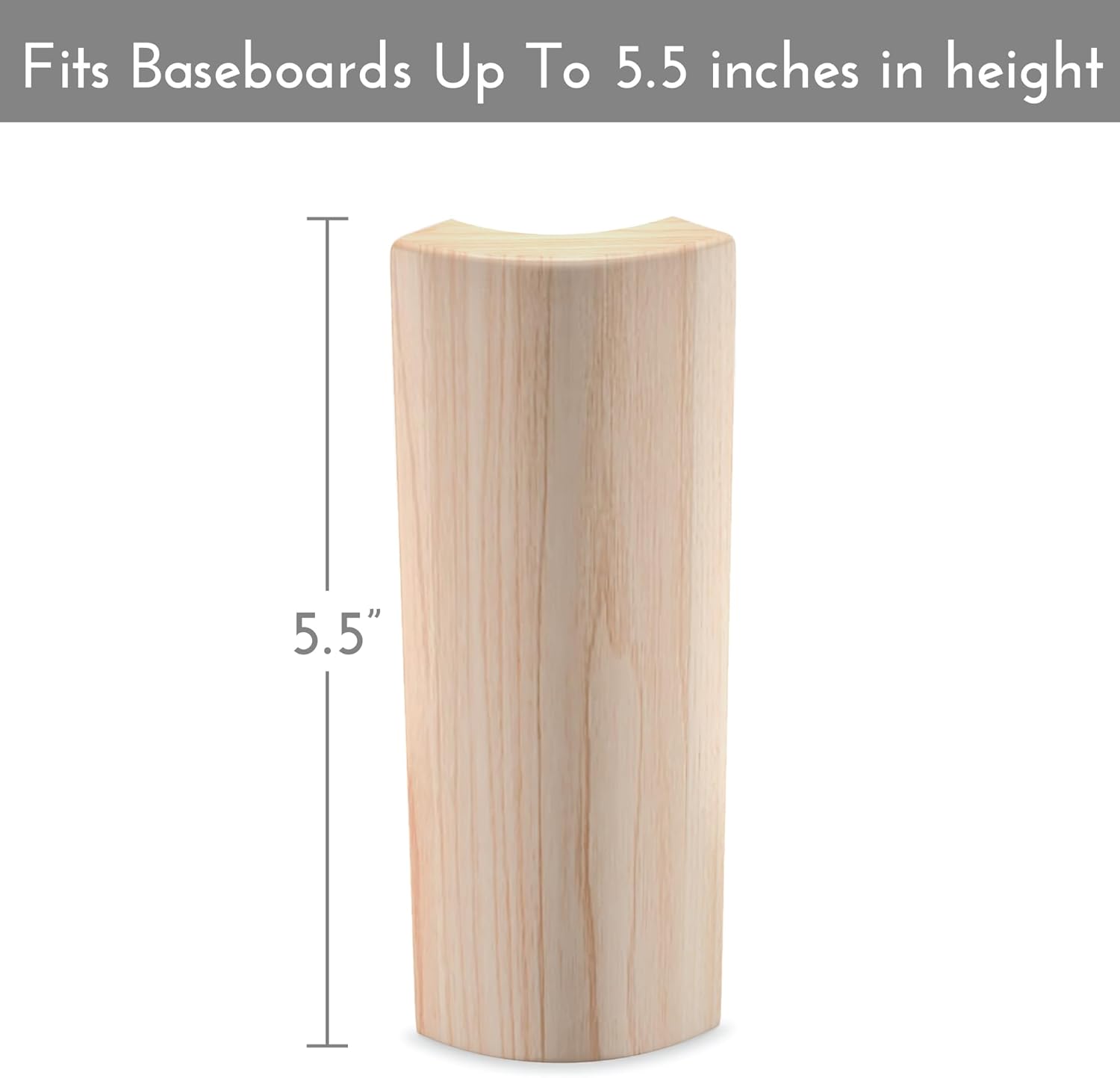 5.5" x 5/8" Rounded Outside Bullnose Corner Baseboard Molding and Trim Block for Thin Baseboard. Pine. (6)