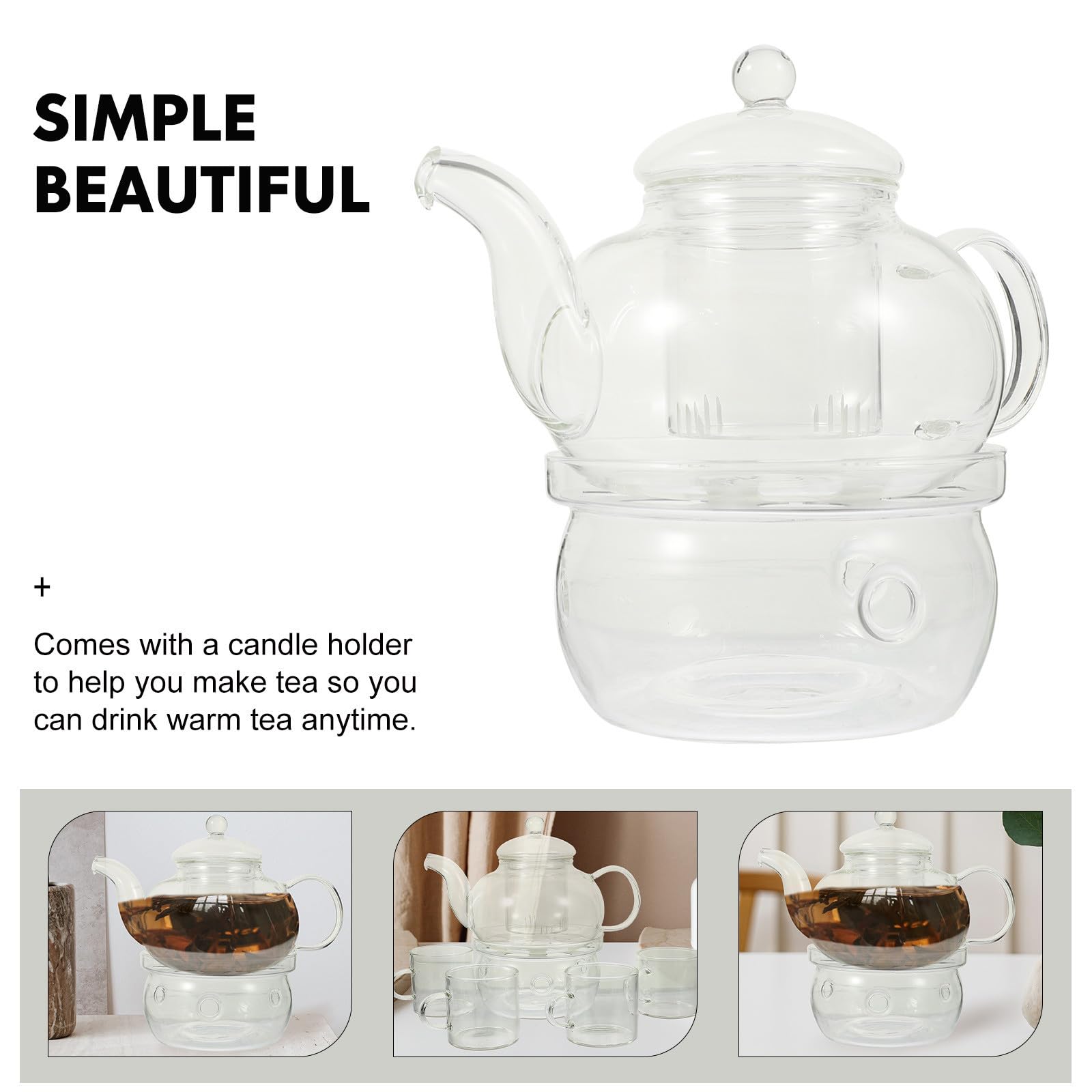 Hitzebeständiges Inkl Stövchen und Kerzenhalter Teeservice aus Glas mit Teekanne und Tassen Elegantes Kung Fu Teeset für Entspannte Teemomente Zuhause