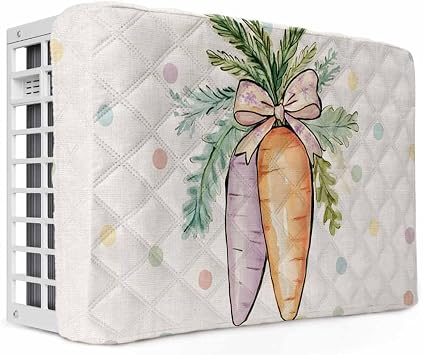 Indoor Air Conditioner Covers, Orange Purple Carrot Window AC Unit Cover with Drawstring Double Insulation, Vintage Colorful Polka Dots Waterproof Air Conditioner Covers for Inside 21Lx15Hx3.5D