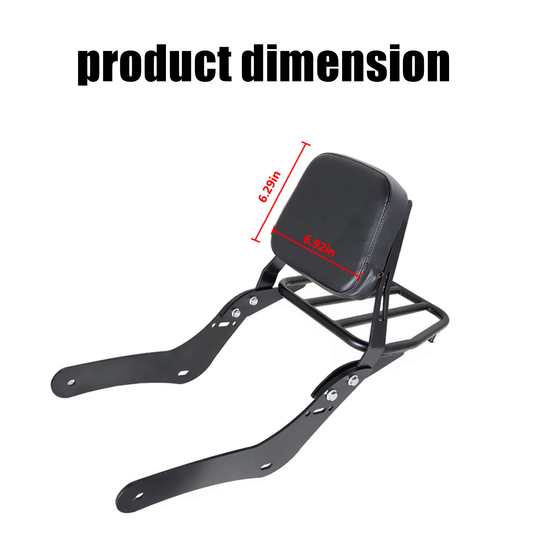 Motorcycle Back Rst Motorcycle Back Rest Backrest Sissy Bar + Luggage Rack Pad ABS For ...