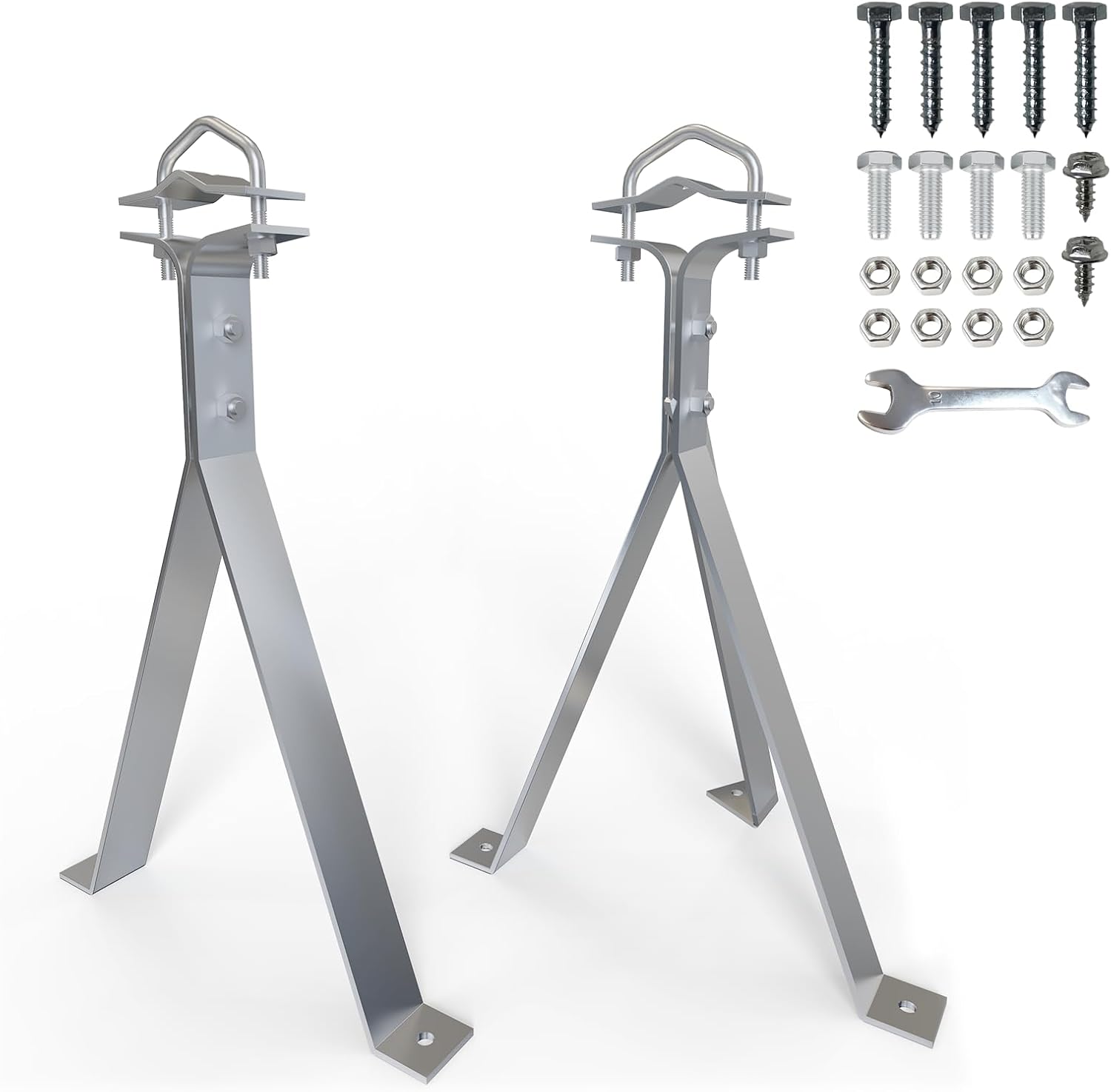 12" Heavy-Duty Antenna Mount Bracket, Adjustable Antenna Mast Mount, Waterproof Wall Mount Pair for TV Antenna Mast with 2 Brackets (Tripod & Y-Brackets) - Image 8