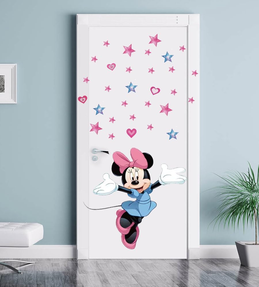 Mouse Pink and Stars Wall Decals Kids Room Stickers Cartoon Mural Decor Home 40 x 80 cm Baby Wall Stickers, Removable Vinyl Cartoon Peel and Stick 15.7X 31.5-inch Decals - Image 5