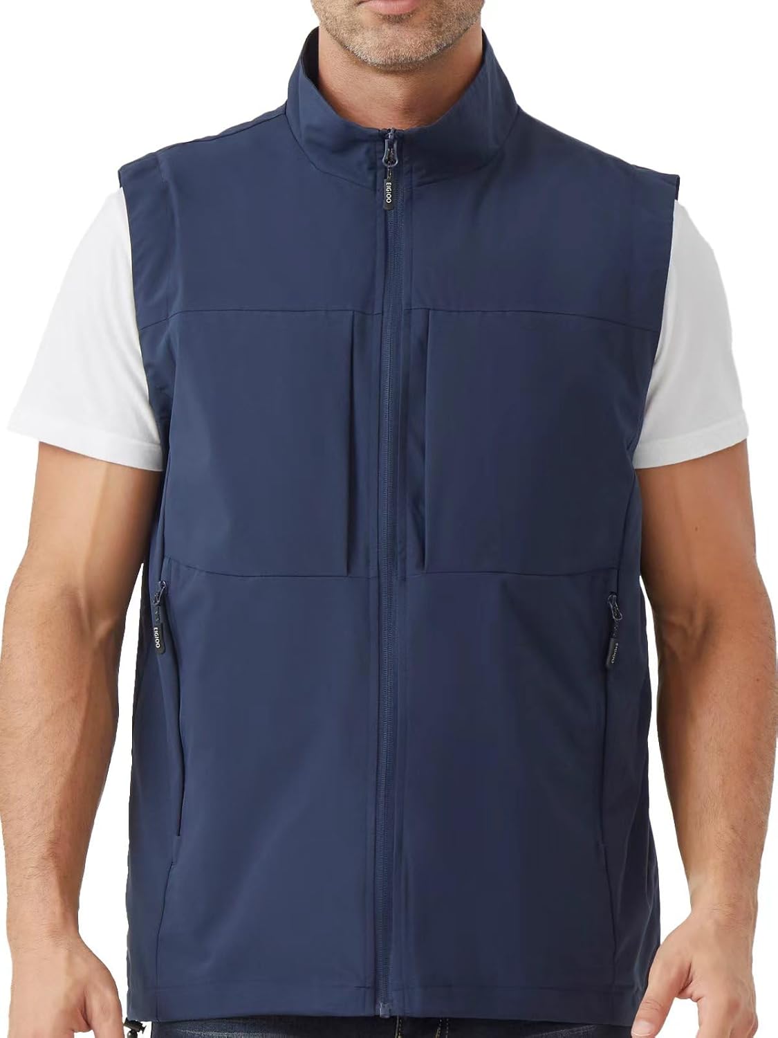 Men's Lightweight Vest Outerwear with Multi Pockets Windproof Sleeveless Jacket for Travel Outdoor Golf