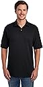 Jerzees Men's SpotShield Stain Resistant Polo Shirts (Short & Long, Short Sleeve-Black, Medium