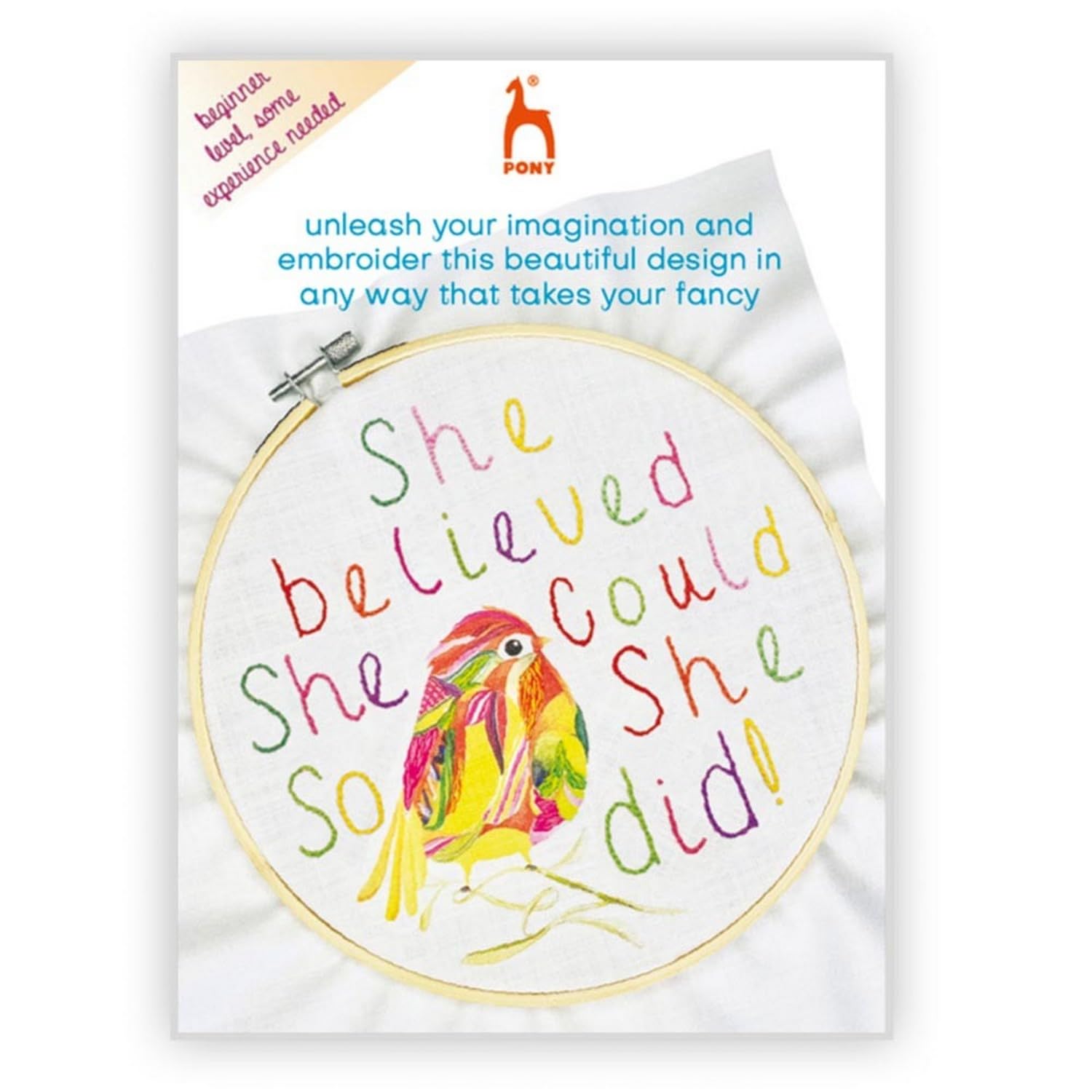 Pony Easy Stitch Embroidery Kit - She Believed - 1 Piece