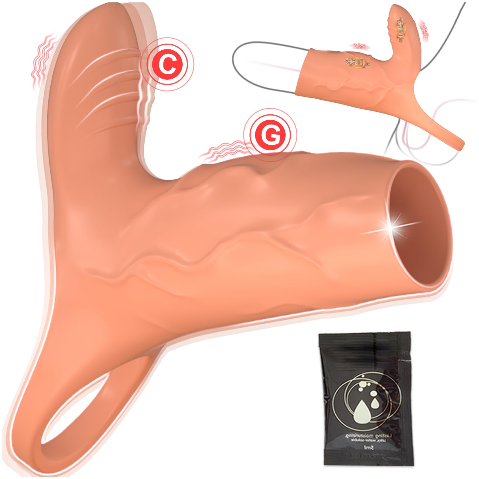 Vibrating Penis Sleeve Cock Ring with Clitoral Stimulator, Penis Ring Vibrator Extender for G Spot Stimulation, Couples Adult Sex Toys for Men Women, MHYNNR Girth Sleeve Male Couple Sex Toy