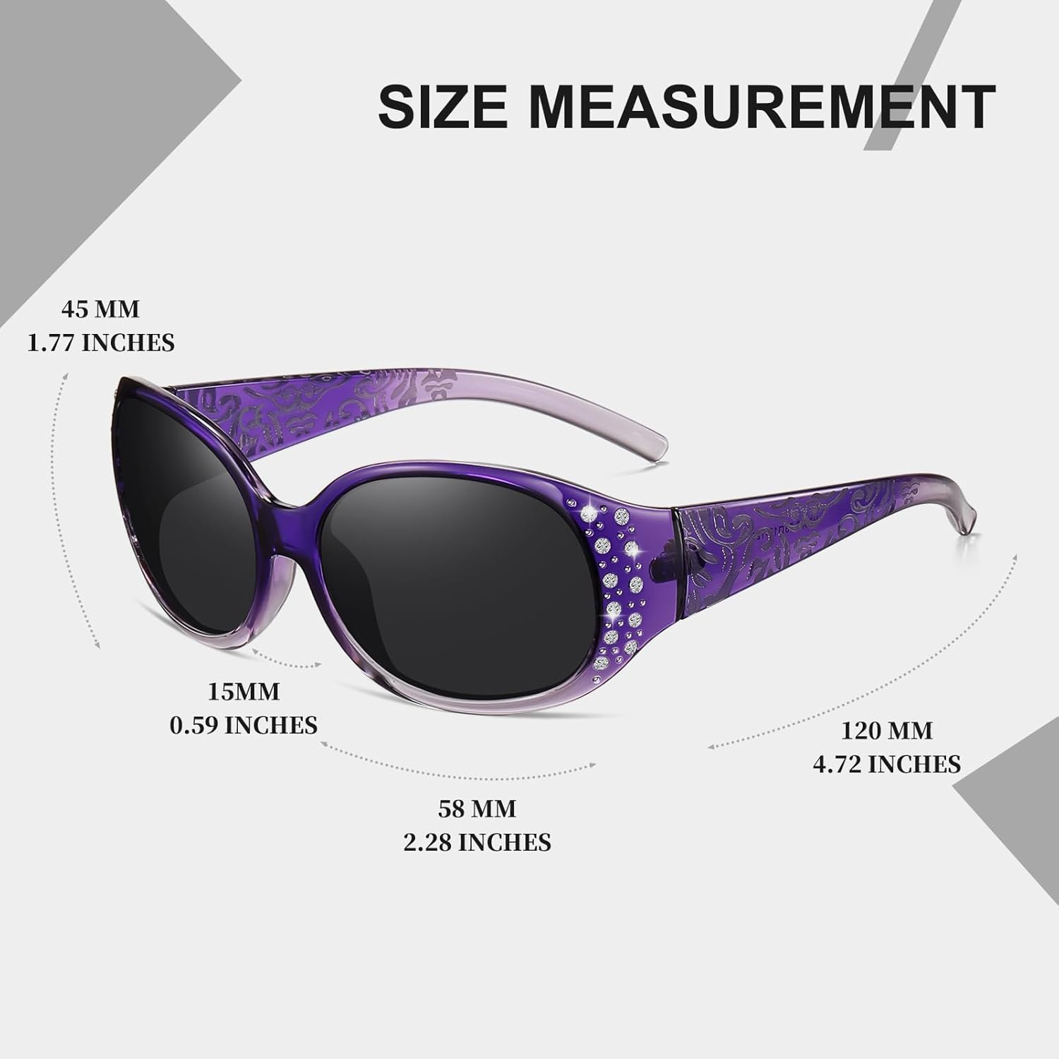 HAOLOTA Polarized Sunglasses for Women, Rhinestone Wrap Around Sunglasses with UV400 Protection - Image 4