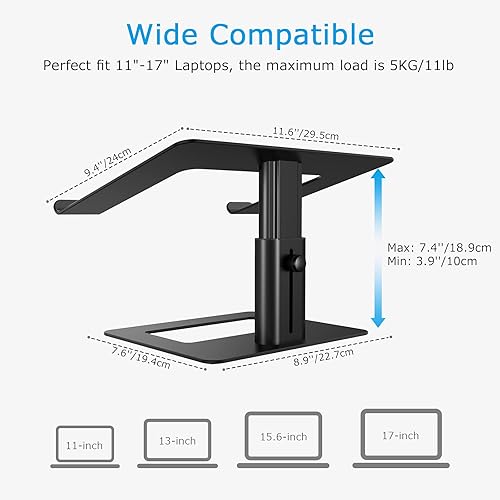 Miniatura 6 de BoYata Laptop Stand, Ergonomic Aluminum Height Adjustable Computer Stand Laptop Holder for Desk, Compatible with MacBook ProAir, Dell, Lenovo, HP,
