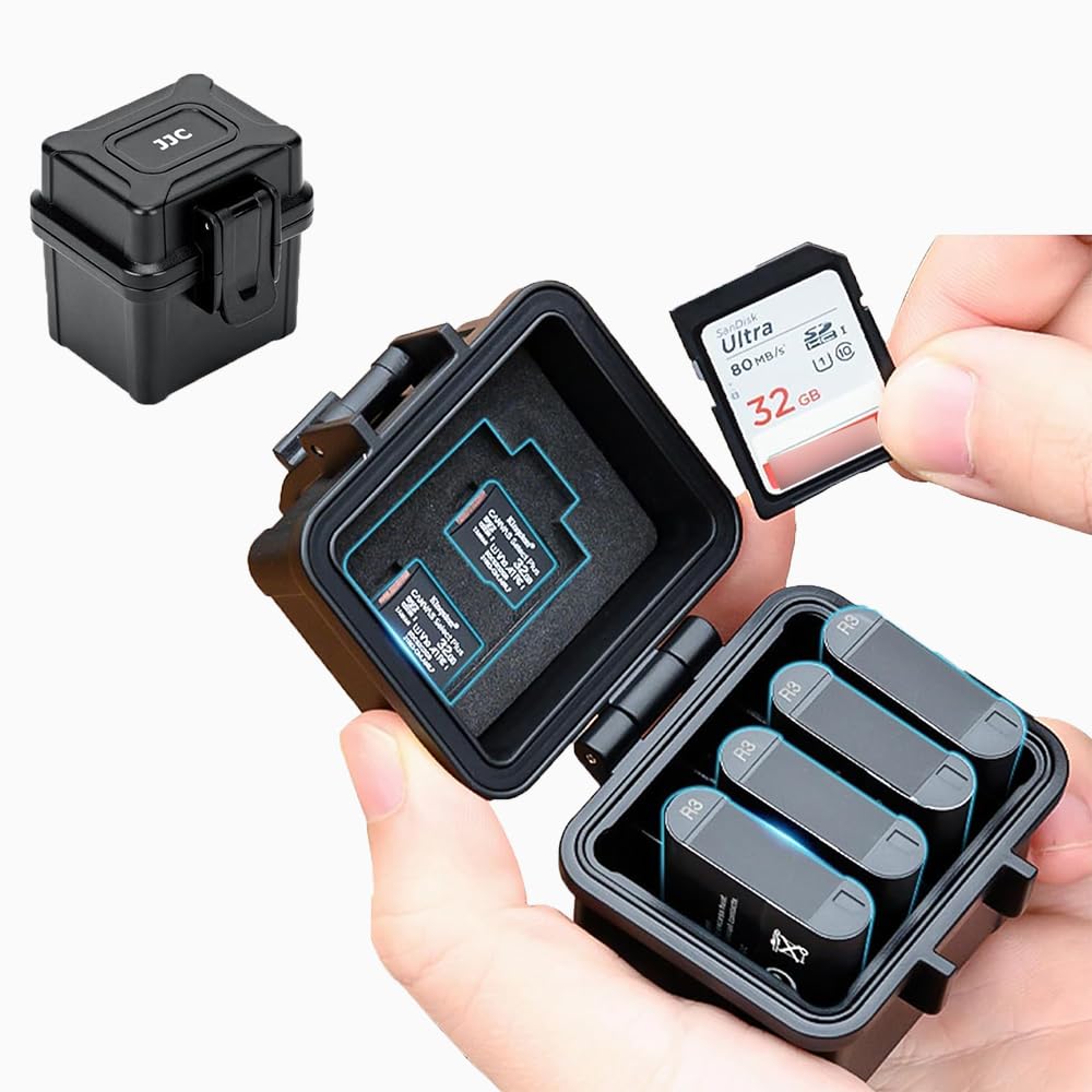 DB-110 LI-92B LI-90B NP-50 Battery and SD Micro SD Card Case, Water-Resistant & Shockproof, Camera Battery Case Holder Storage Box for 4X DB-110/LI-90B/LI-92B/EN-EL19/EN-EL10/NB-13L/NP-BX1/SLB-11A
