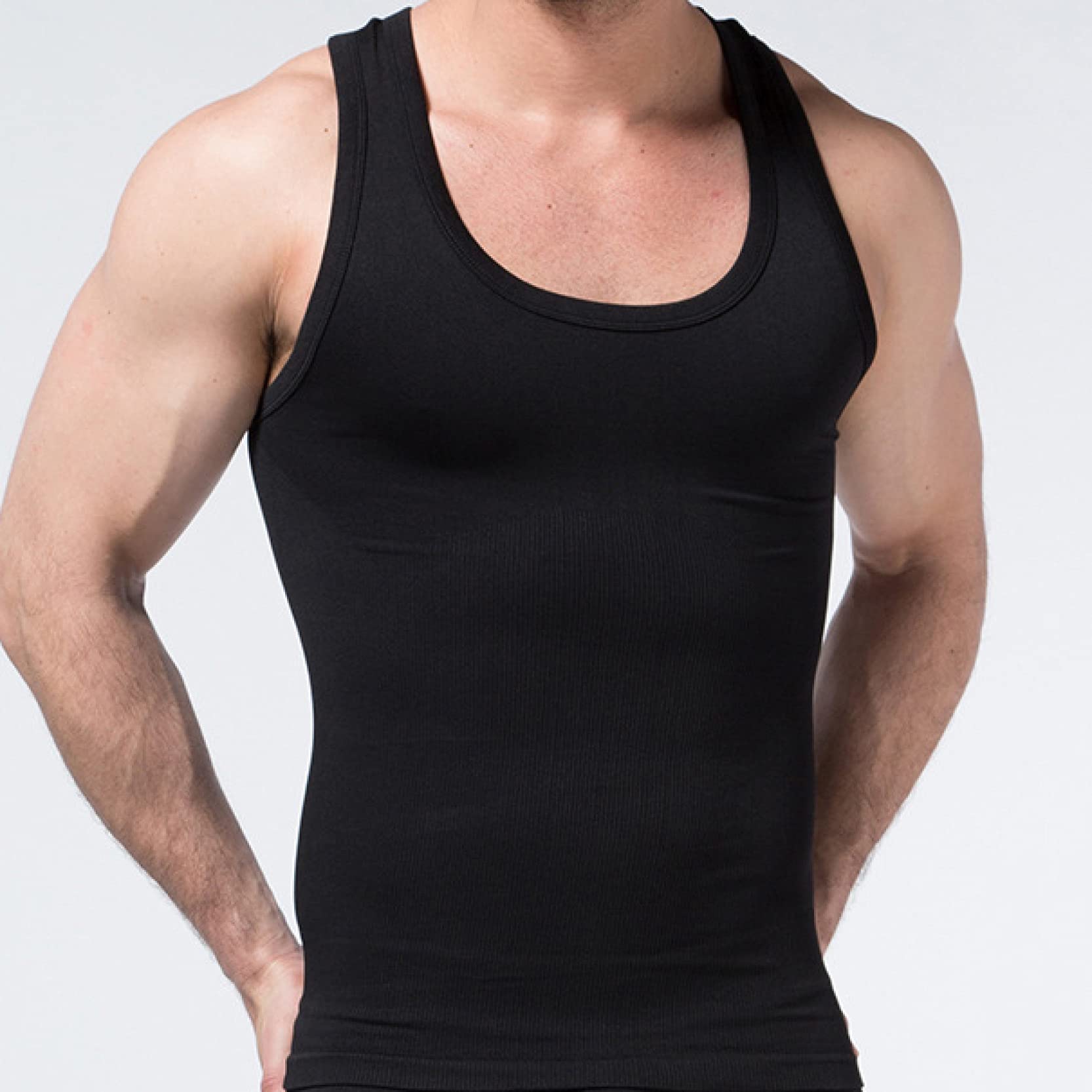 Herren bauchweg-Shape-Weste, Kompressionsshirt – eng anliegende Body-Shaper-Weste mit Rundhalsausschnitt für fitnessstudio und Fitness