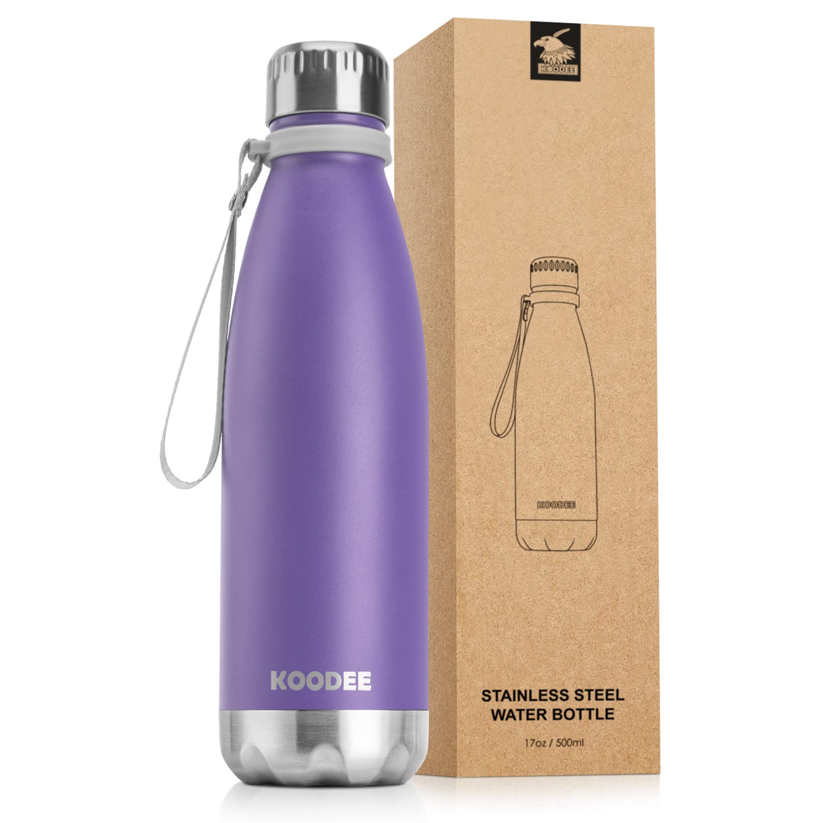 koodee 17 oz Stainless Steel Double Wall Vacuum Insulated Water Bottle Kids Water Bottle for School Cola Shape