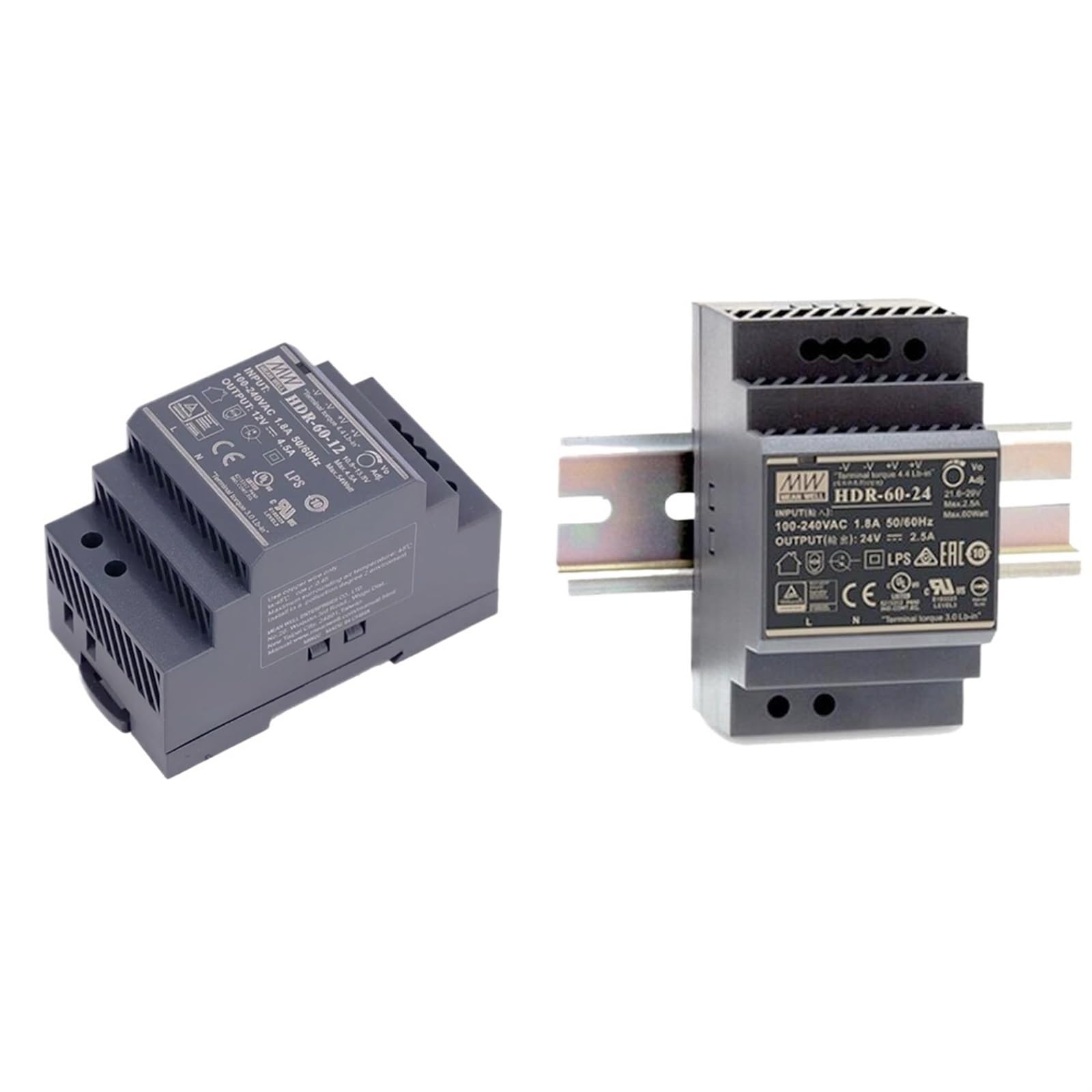 1pcs-5pcs Hutschienen-Netzteil HDR Serie HDR-60-12 5V 12V 15V 24V 48V 32W 54W 60W Ultra Slim Schrittform LED Driver (HDR-60-12.1 Piece)
