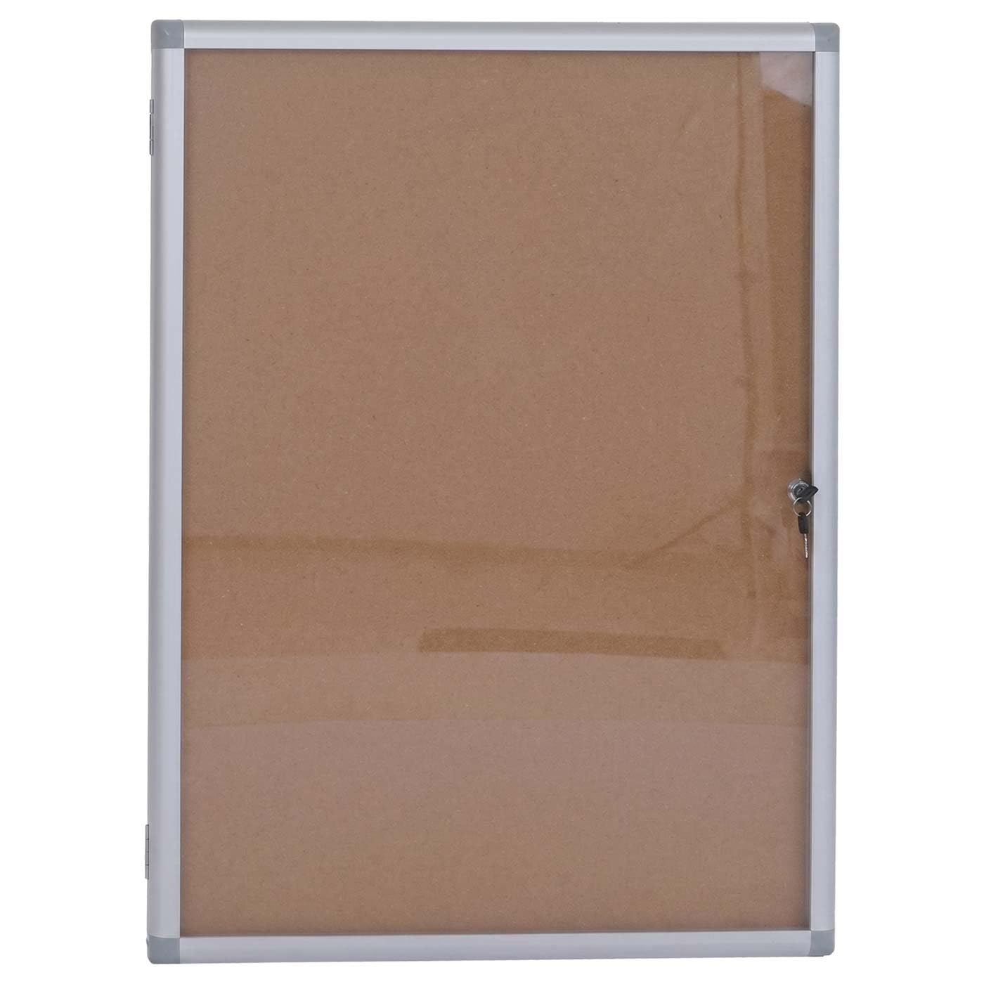 Vitrina HWC-Q51, tablón de notas con superficie de corcho, aluminio con cerradura, incluye accesorios, 95 x 68 x 7 cm