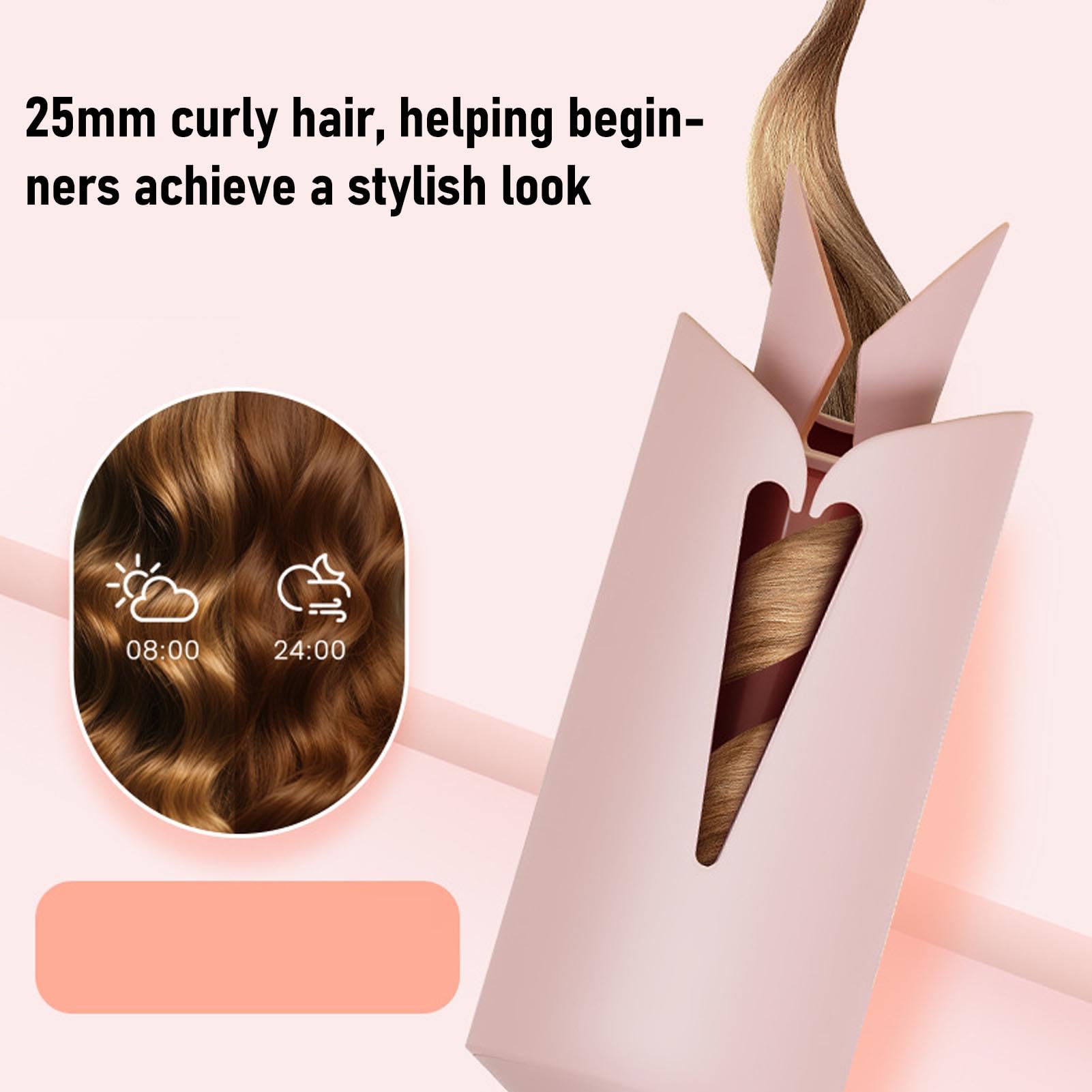 ZJchao Rizador de Pelo Automático, Varita Rizadora de Pelo Automática, 2 Modos de Temperatura 160 ℃ 190 ℃ con Batería de 5000 MAh para Dormitorio de Viaje en Casa