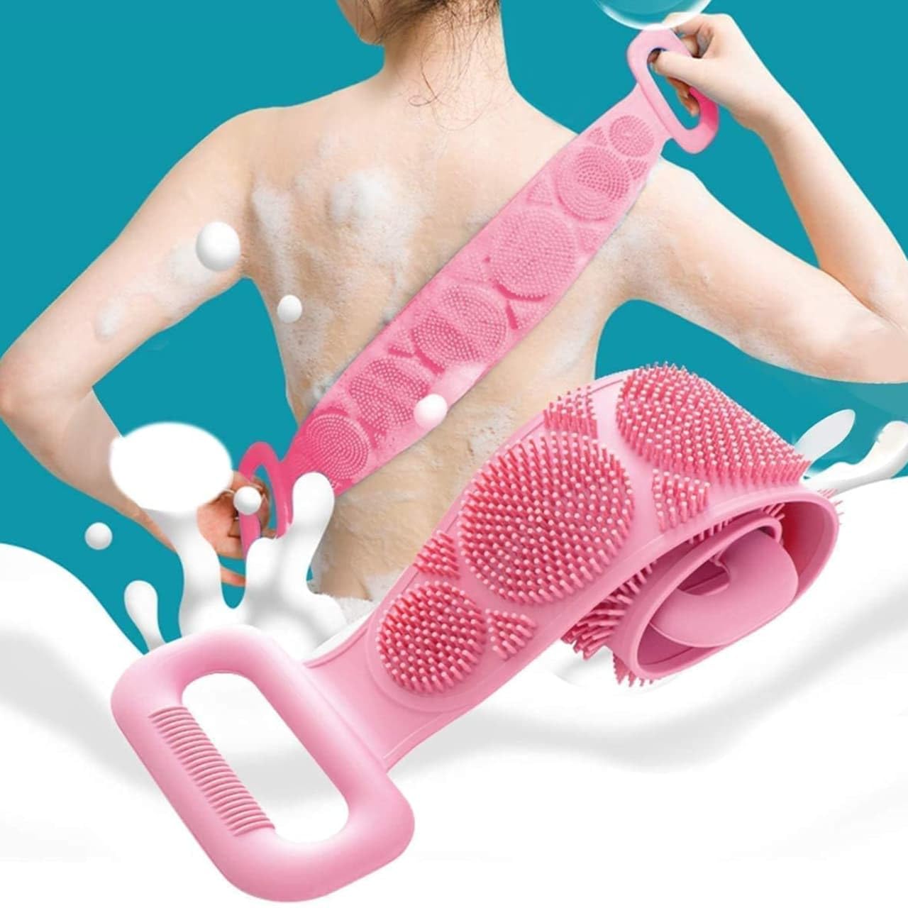 Silicone Body Back Scrubber Double-Sided Exfoliating Bath Brush Deep Cleansing Massage Shower Belt for Dead Skin Removal Medium, 1-image-14