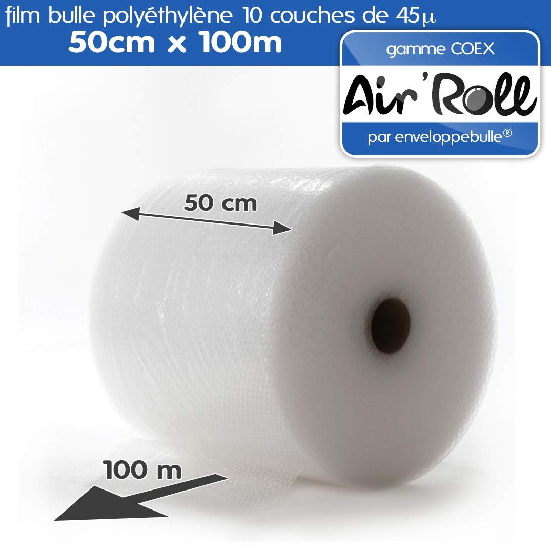 enveloppebulle Lot de 6 rouleaux de film bulle d'air largeur 50cm x longueur 100m - gamme Air'Roll COEX