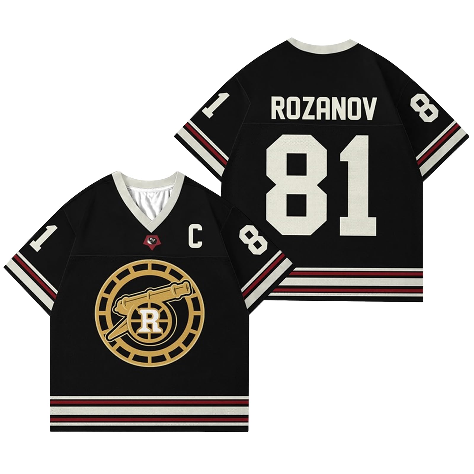 Umiquansome Heated Rivalry Short Sleeve Shirt Merch Hockey Jersey Graphic Tees V Neck Tshirt Unisex for Fans Black M