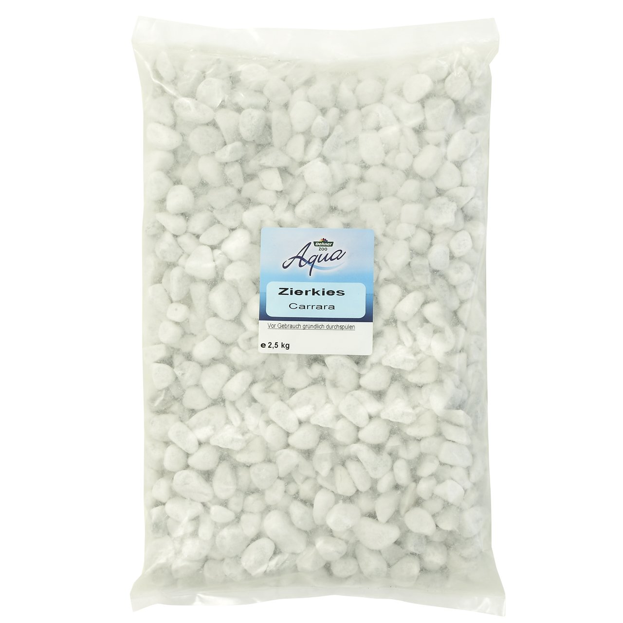 Dehner Aqua Aquarienkies Carrara, Zierkies, 6 x 2.5 kg (15 kg), Weiß