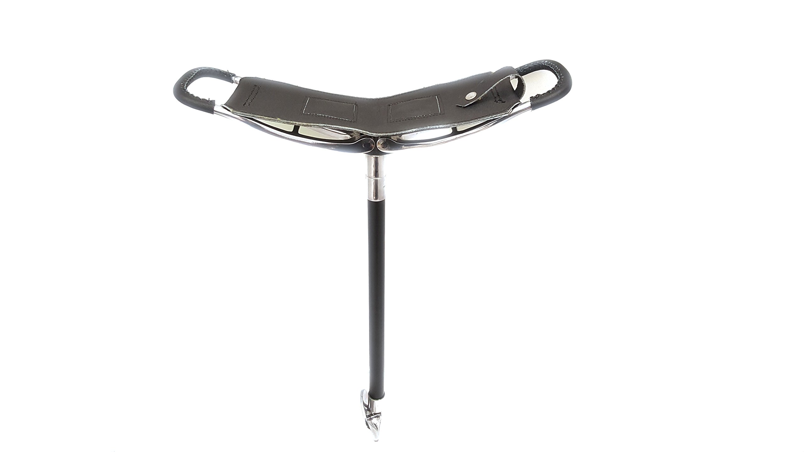 Bastón negro de calidad, asiento de caza, silla de caza, 5 posiciones de altura, asas y eje de cuero, altura máxima de 34 pulgadas, capacidad de peso de 100 kg