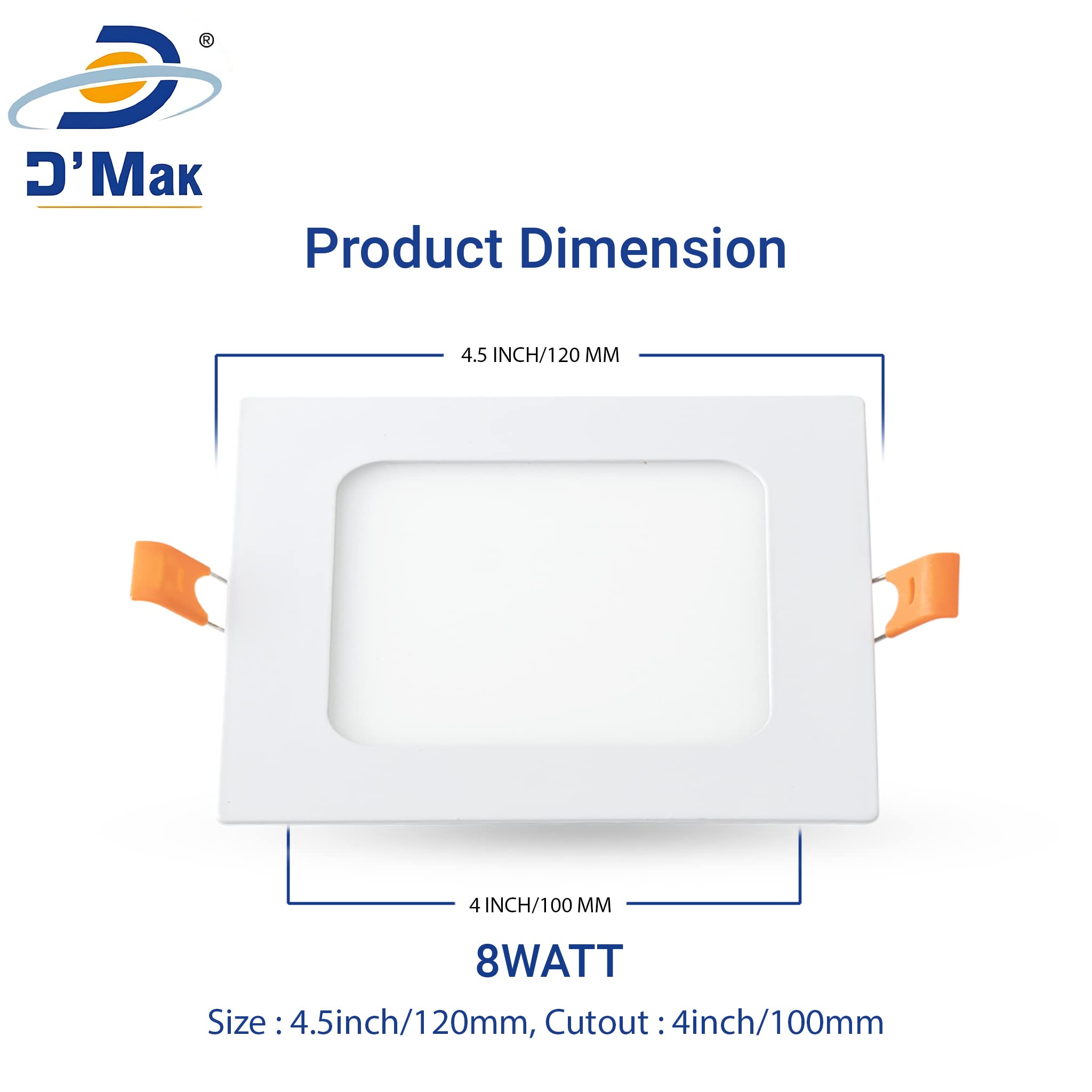 D'Mak LED Square False Ceiling Panel Light for POP Color-White (1, 8 Watt) 3