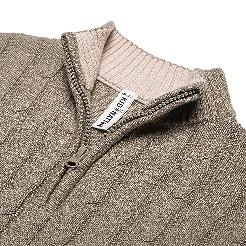 Image of Kid Nation Boys Sweater Cotton Quarter Zip Sweater Kids Cable Knit Pullover | Casual 1 /4 Zip Sweater for Child 3-14 Years (Previously Amazon Essentials)