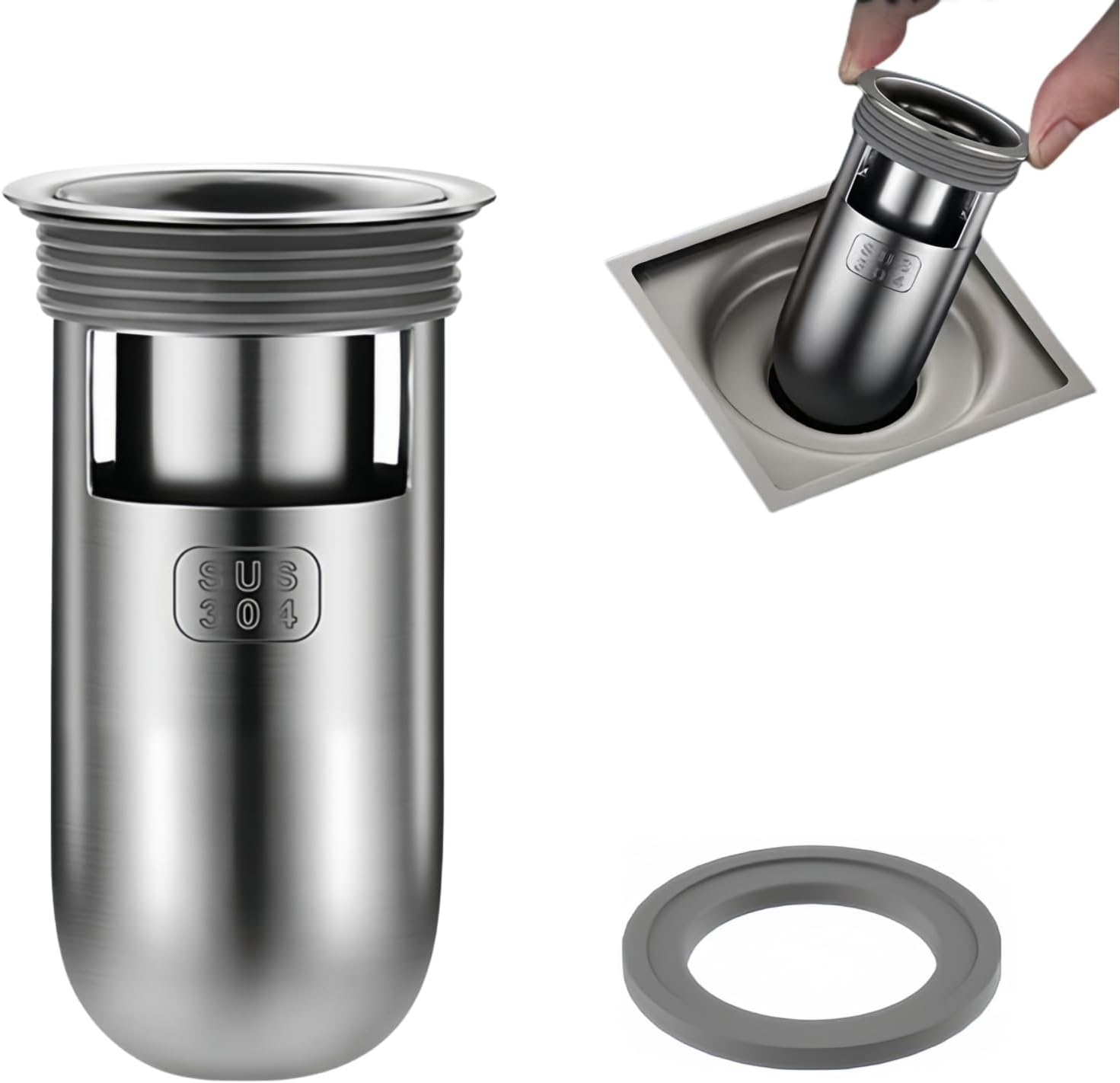 Shower Floor Drain Backflow Preventer, One Way Drain Valve Sewer, 304 Stainless Steel Material, Anti- Odor Plugs for Bathroom (1, Depth 3.3'')