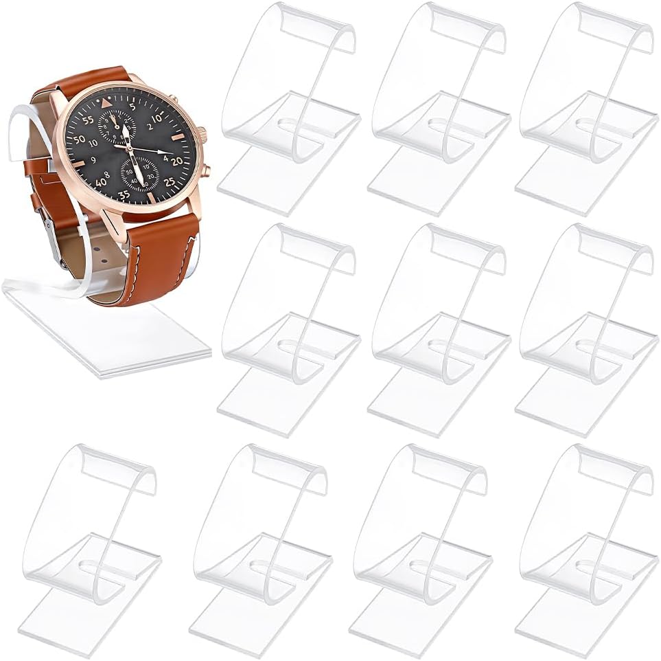 PH PandaHall 10pcs Acrylic Watch Holder Bracelet Display Stand Single 2.4x2.4x1.3 Watch Display Rack Watch Stand Organizer Storage for Women Wristwatch Dresser Office Desk Display