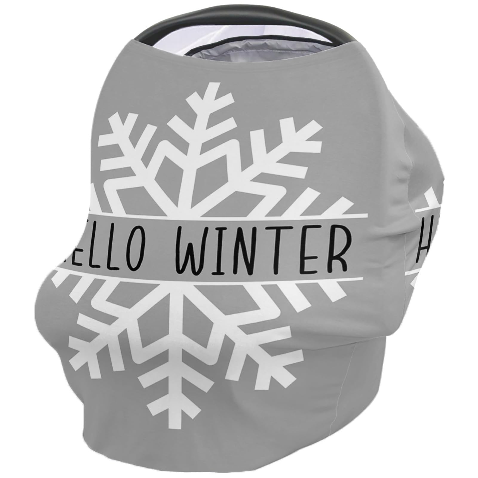 Nursing Cover for Breastfeeding Scarf, Grey Christmas Snowflake Baby Car Covers Super Soft Multi Use for Canopy Shopping Cart Cover Blanket Stroller Cover