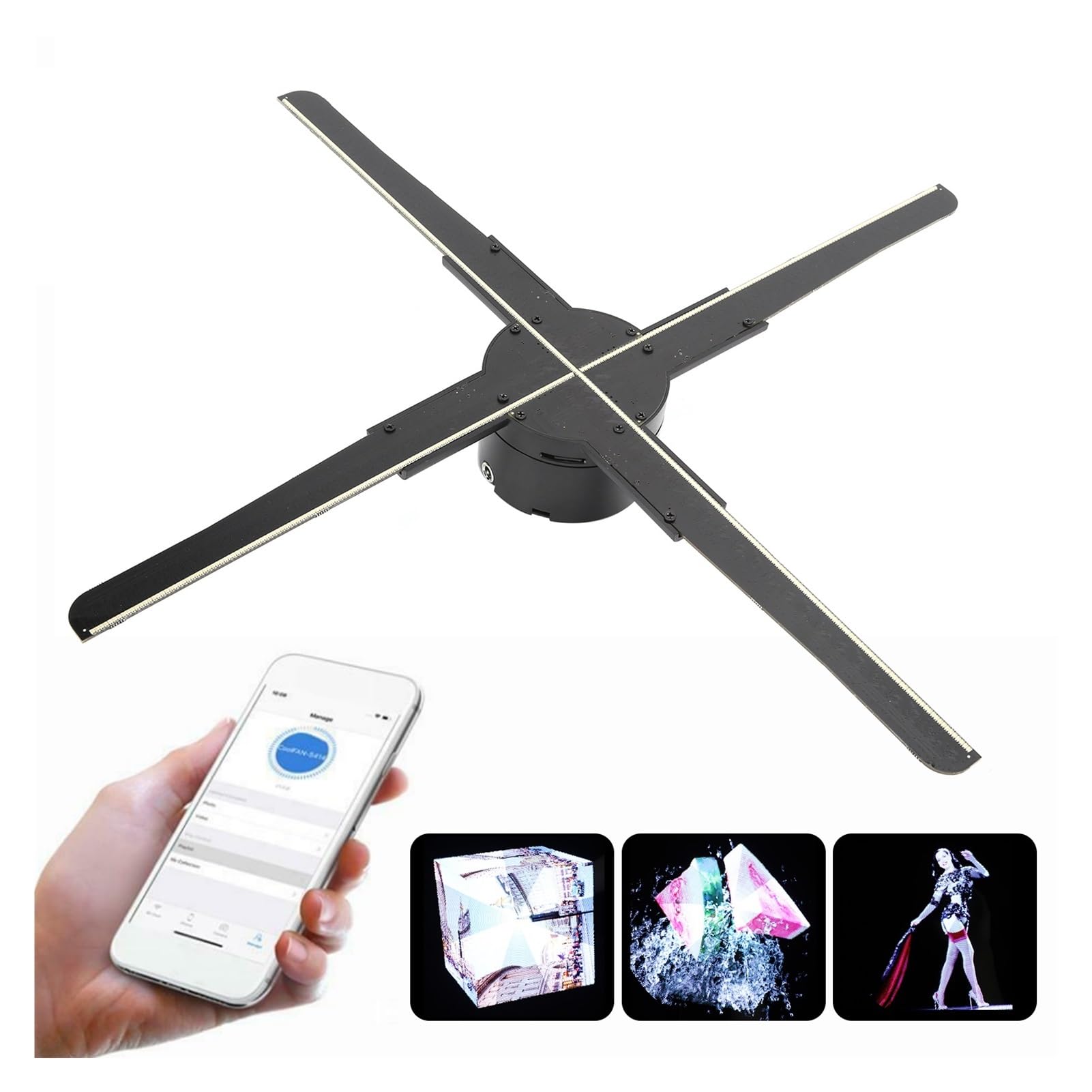 Hologram Fan, 45CM 3D LED Holographic Projector Display Fan Hologram Advertising Projection Player,for Business,Bar,Halloween, Christmas