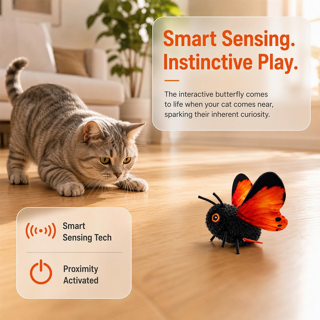 Juguete Interactivo de Mariposa para Gatos con Alas Batientes Realistas, Insecto Móvil para Gatos de Interior, Juego Automático para Ejercicio e Instinto de Caza (Blue,2PCS)