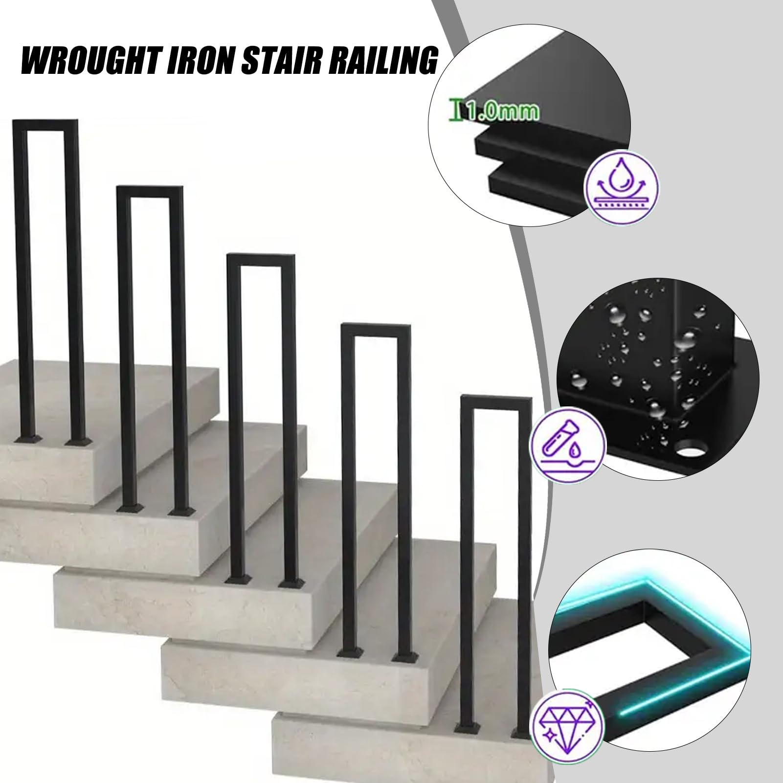 CanDo trapleuning Mat Zwart 390CM 50X25MM kopen? | Trapleuningen & leuninghouders