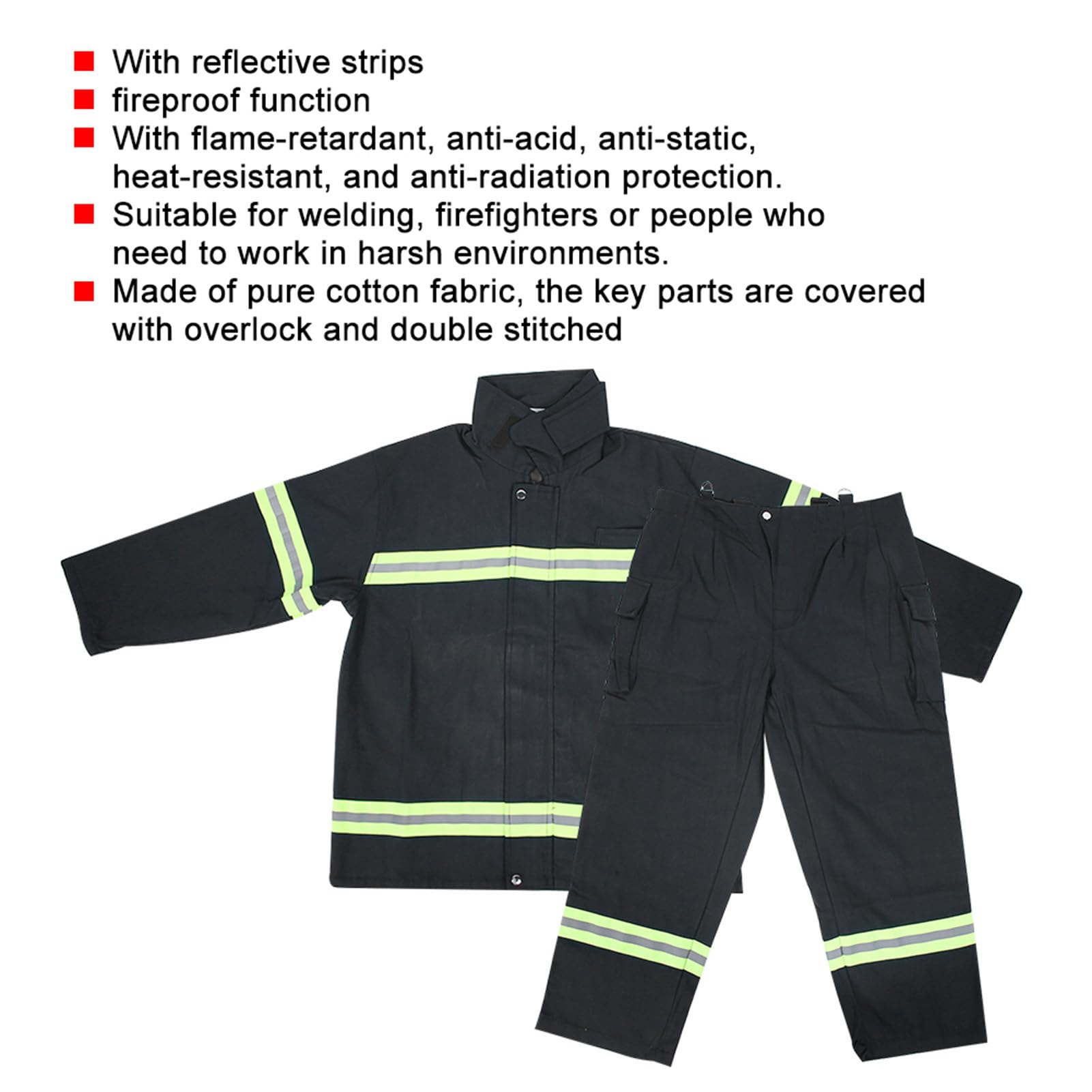 Tissting Vêtements Ignifuges Professionnels, Combinaison Résistante à la Chaleur avec Bandes Réfléchissantes, Confortable et Respirant en Coton Pur, Disponible en Tailles Multiples