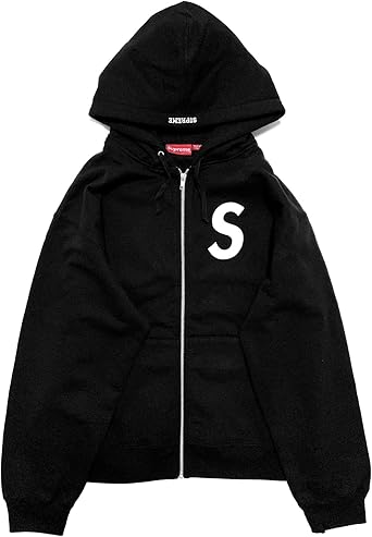 【USA輸入】Supreme 黒 パーカー ロゴ刺繍　シュプリーム　ストリート Amazon.co.jp: [シュプリーム] メンズ Sロゴ刺繍ジップアップ