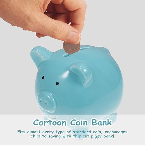 Miniatura 5 de VANZACK Alcancía de cerámica, banco de ahorro de dinero, banco de dinero de cerdo, caja de monedas de ahorro, bonita olla de ahorro de monedas, caja
