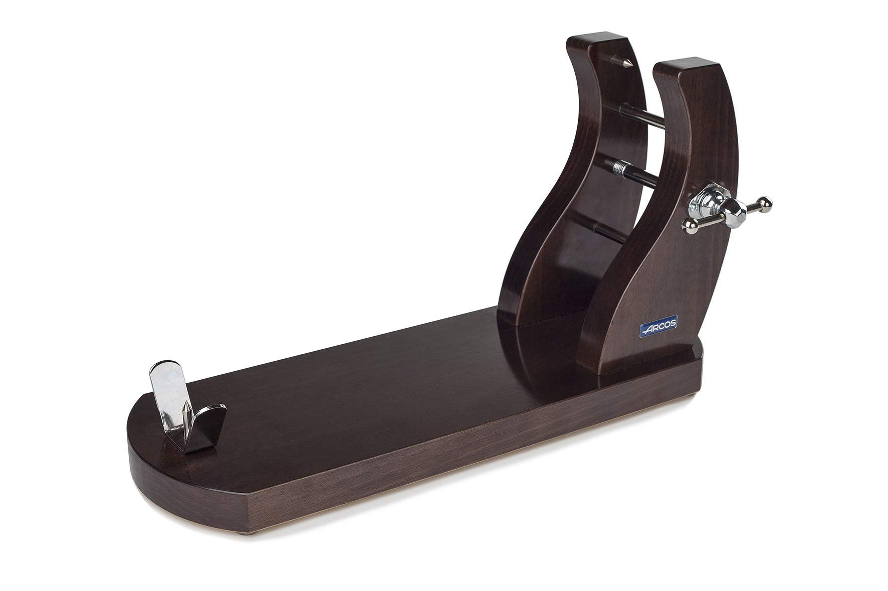 Arcos Zubehör - Schinkenhalter - Metallische Eisenhütte 500x280x180 mm - Mahagonifarbenes bambuslackiertes Holz Farbe Braun