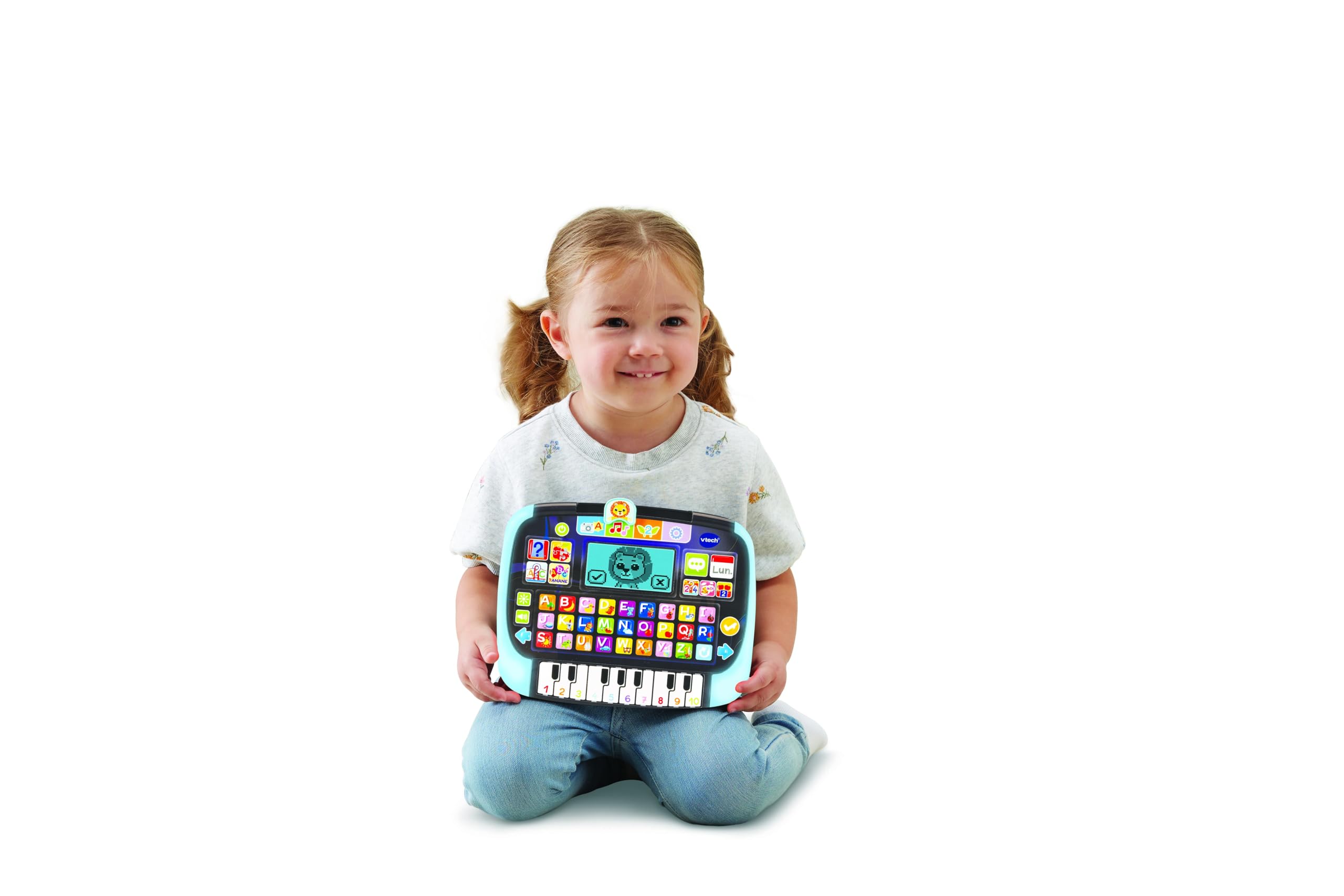 VTech bit Smart Tablet, Tableta Infantil educativa con Pantalla retroiluminada, Teclado ABC y 10 Teclas Piano, 8 Actividades y 4 Modos de Juego, Idioma Italiano, Pilas Incluidas, 2-5 años | Pantalla retroiluminada, teclado ABC, 10 teclas piano, 8 activida
