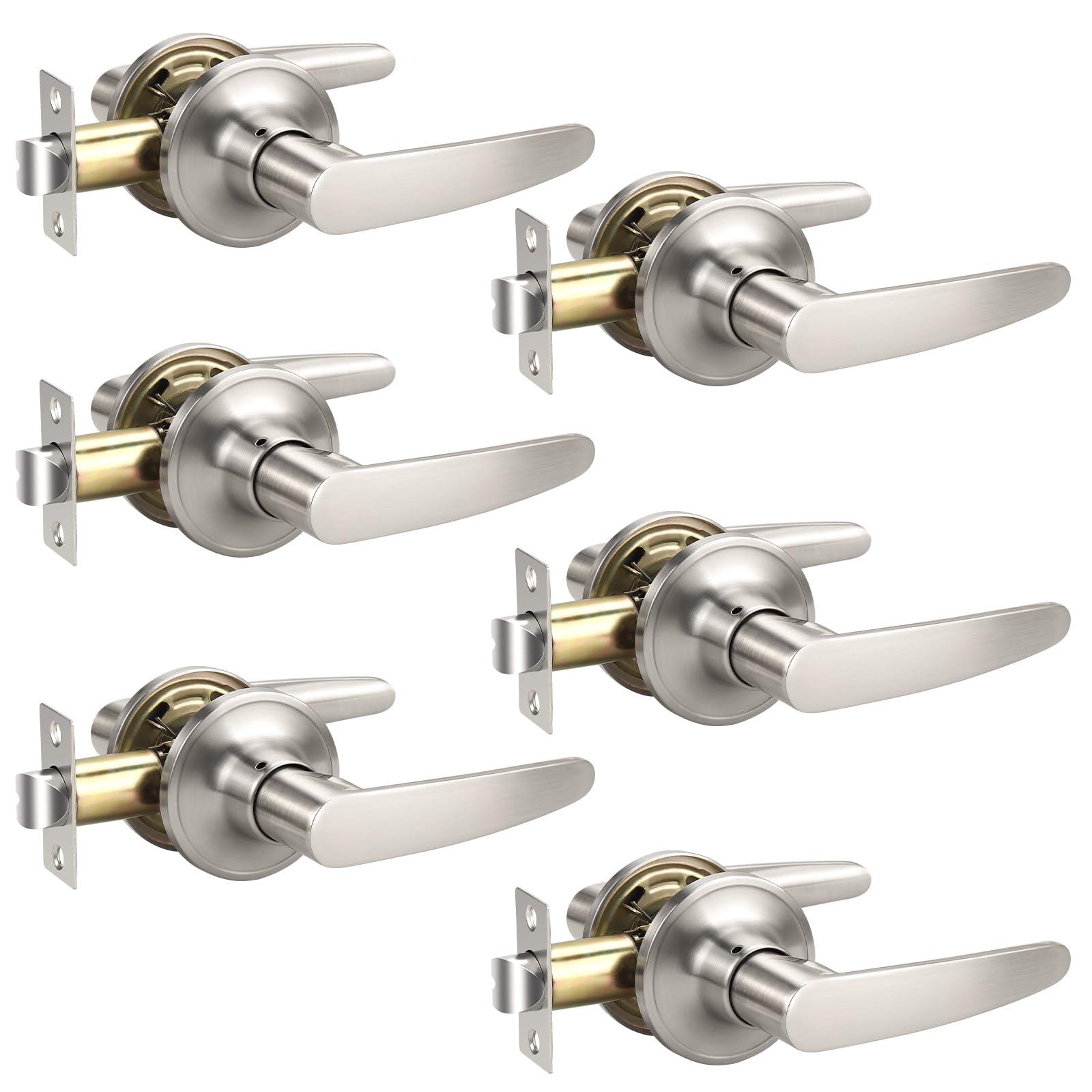 Satin Nickel Door Handles with Lock - Privacy & Security -15