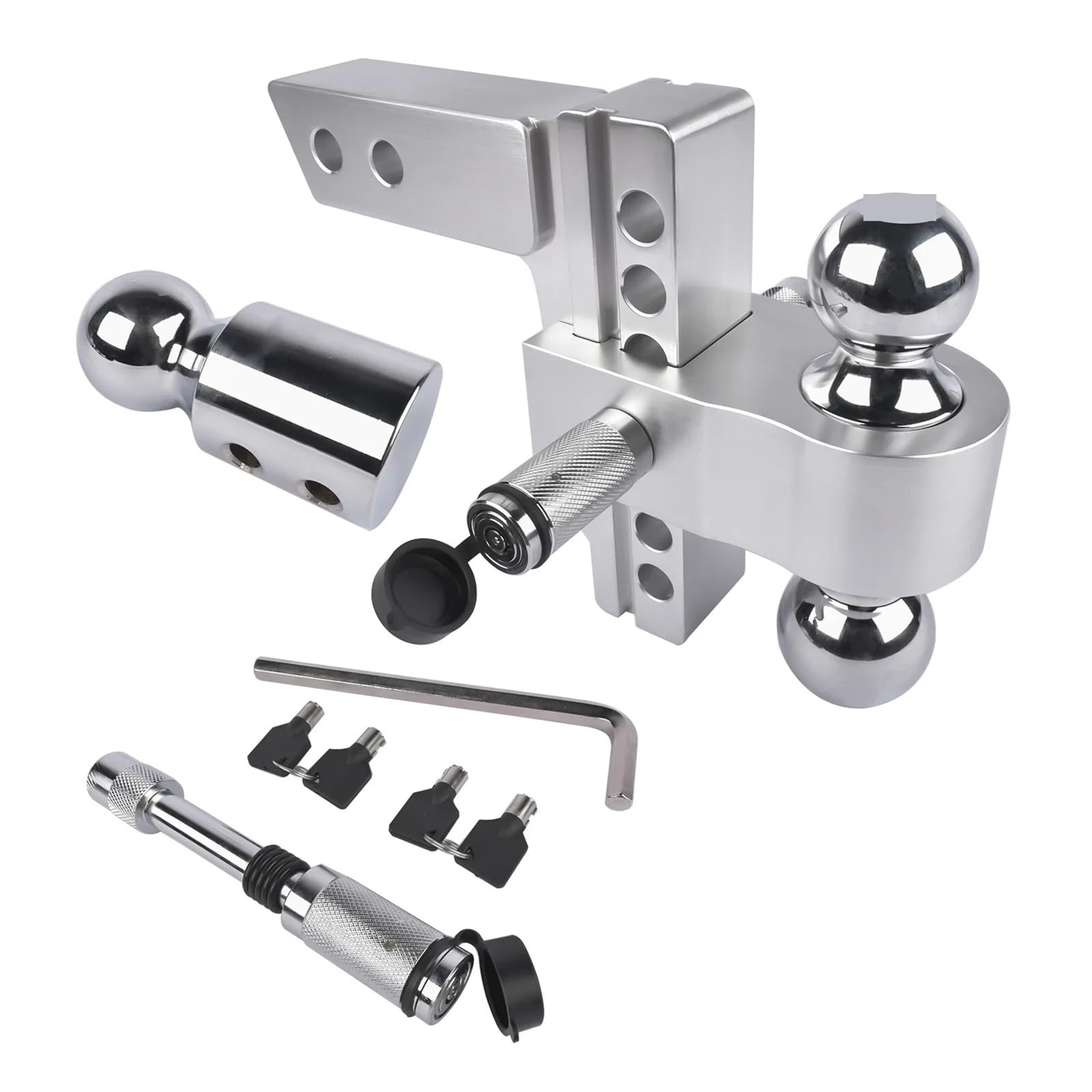 Enganche de remolque ajustable for receptor de 2", enganche de aluminio resistente con elevación/caída de 6", 12500 lb,Anti-traqueteo