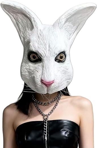 White Rabbit Mask, Latex Animal Masks for Halloween Party and Carnival