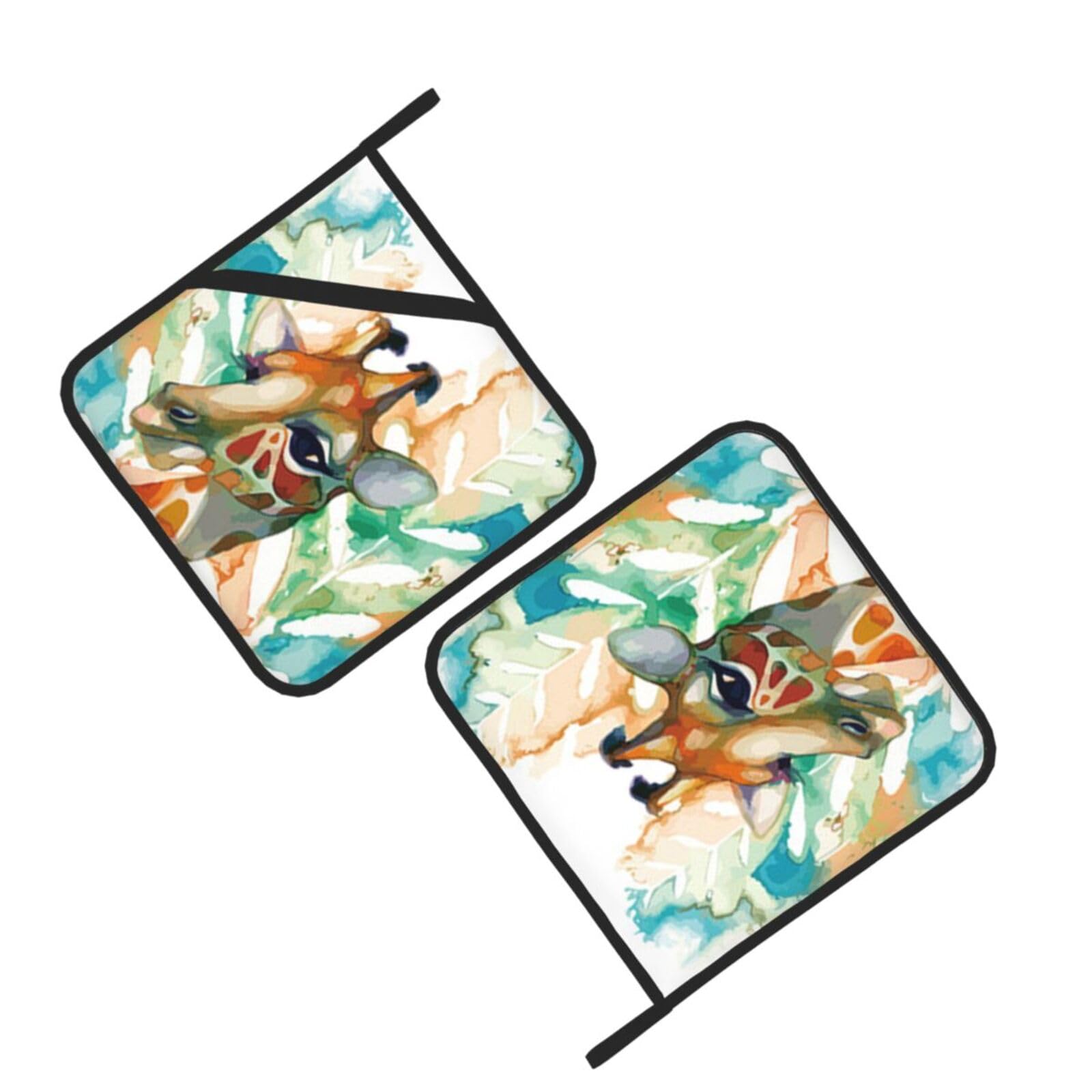 giraffe Printed Oven Pot Holders Set of 2 Pcs Heat Resistant Kitchen Microwave Potholders for Cooking Baking Grilling