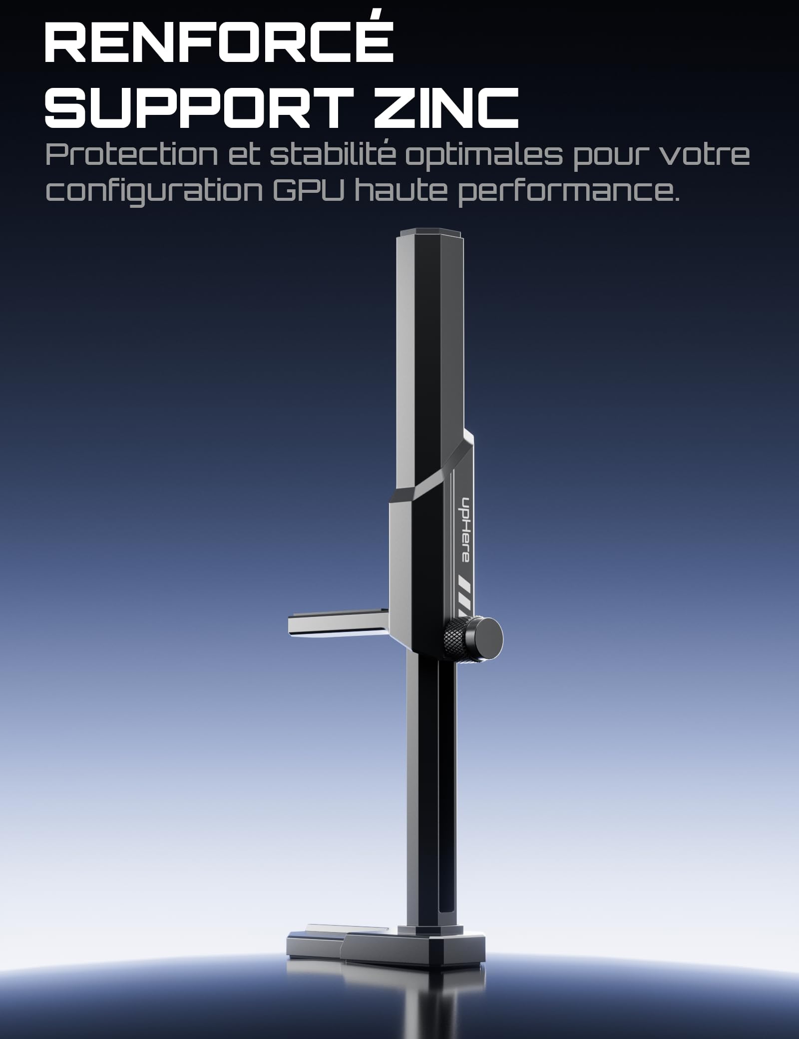 upHere GH07 Support GPU Alliage de Zinc Hauteur Réglable Carte Graphique Base Magnétique Patin Caoutchouc 18-160mm Noir