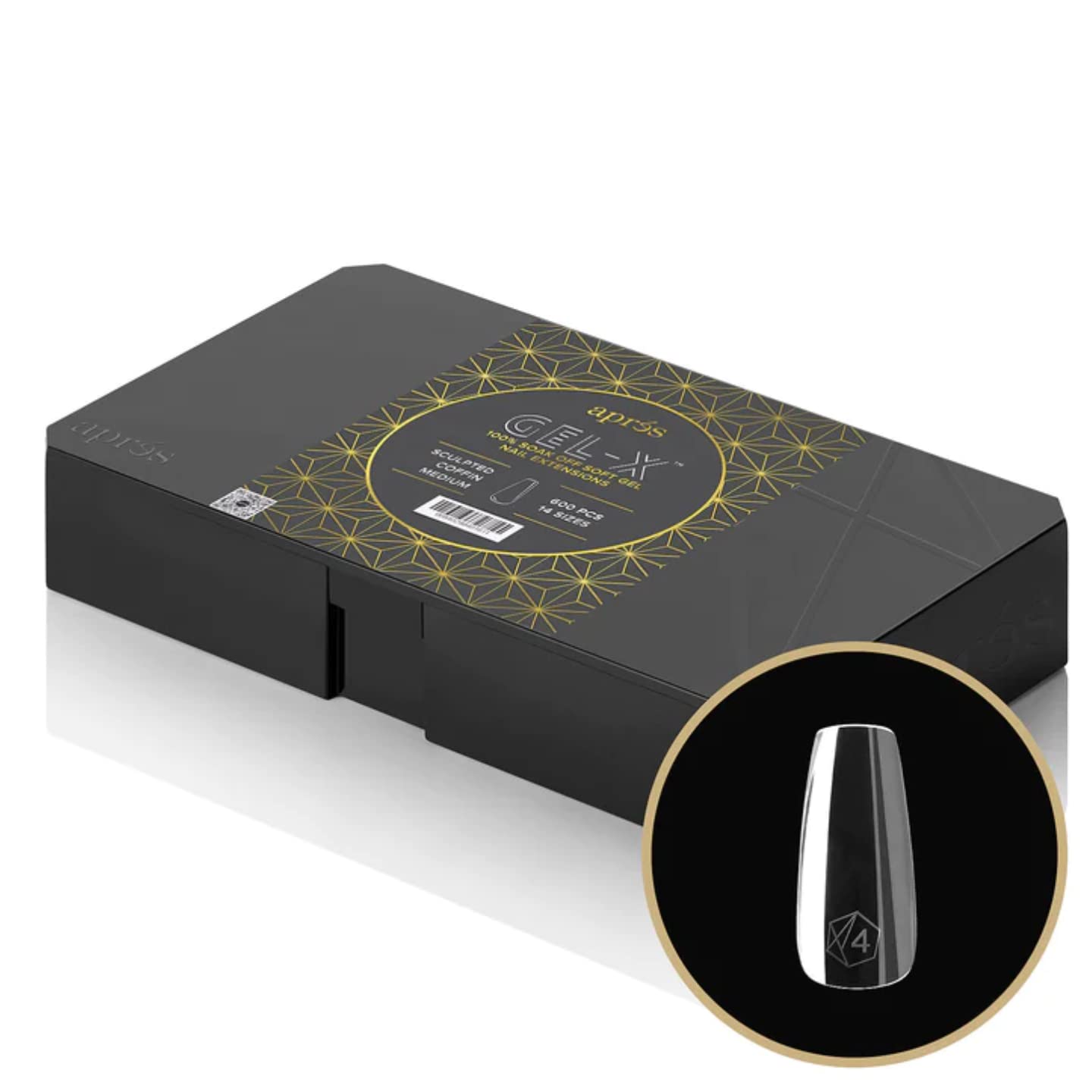 Apres Nail Gel-X Sculpted Coffin Medium Box of Tips | 600 Gel-X Tips, Premium Quality, 14 Sizes 00-9 | Half-sizes Included