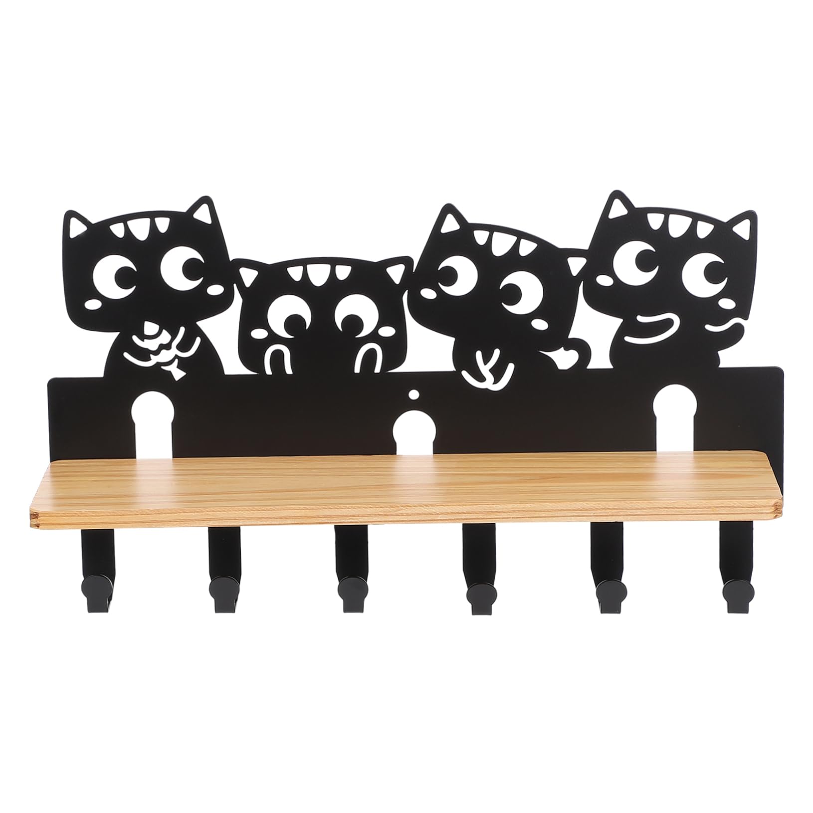 Étagère murale à crochets chat pour ne plus perdre vos clés dans l'entrée